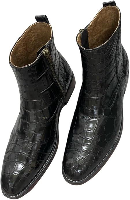 faux crocodile skin (cowhide leather) belly leather boots