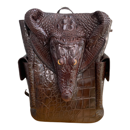 Genuine crocodile leather skin luxury backpack for men