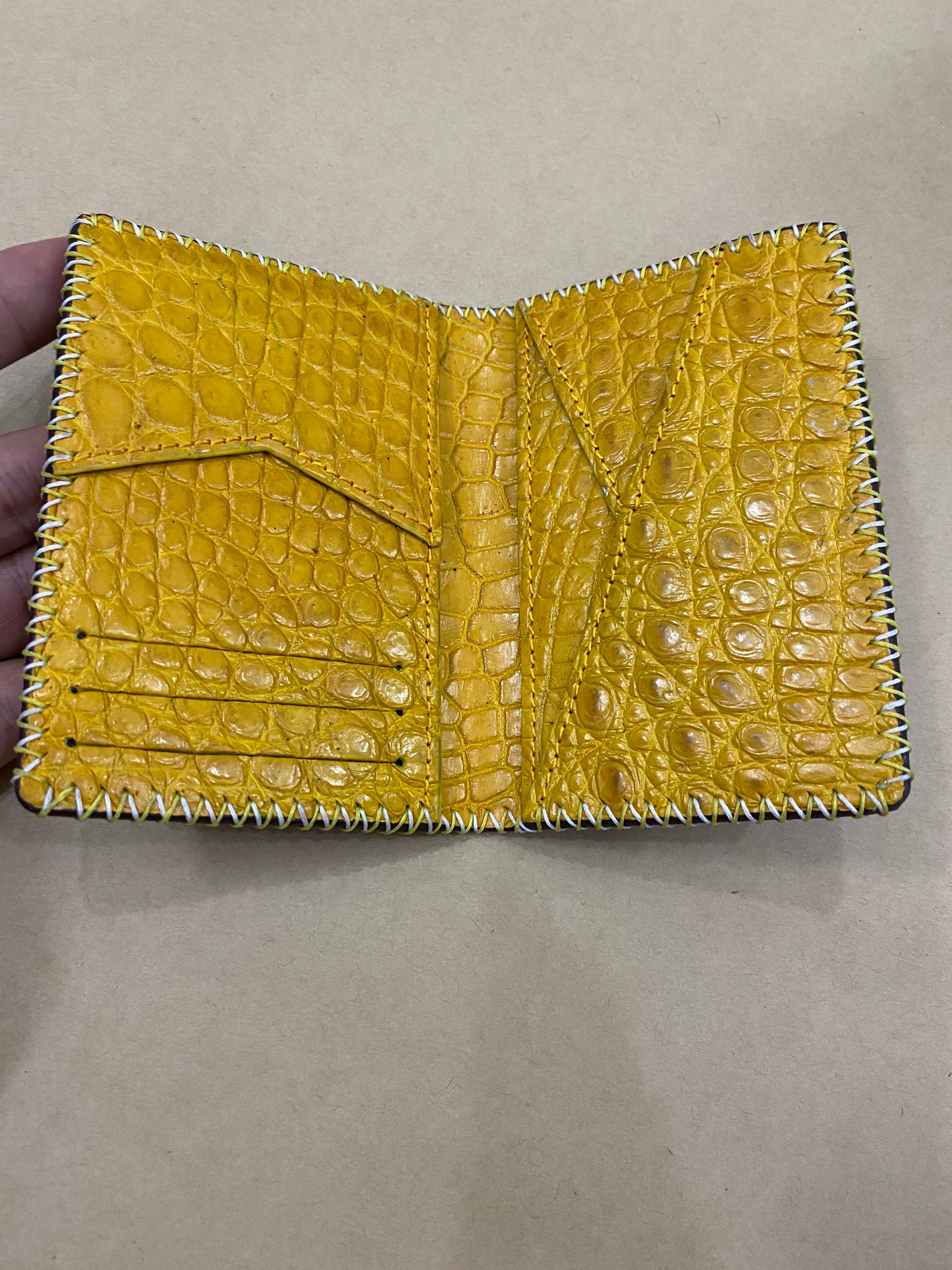 Black genuine stingray lleather out side and alligator leather inside Card Holder