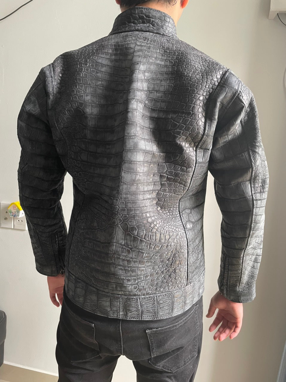 Premium nubuck crocodile leather jacket