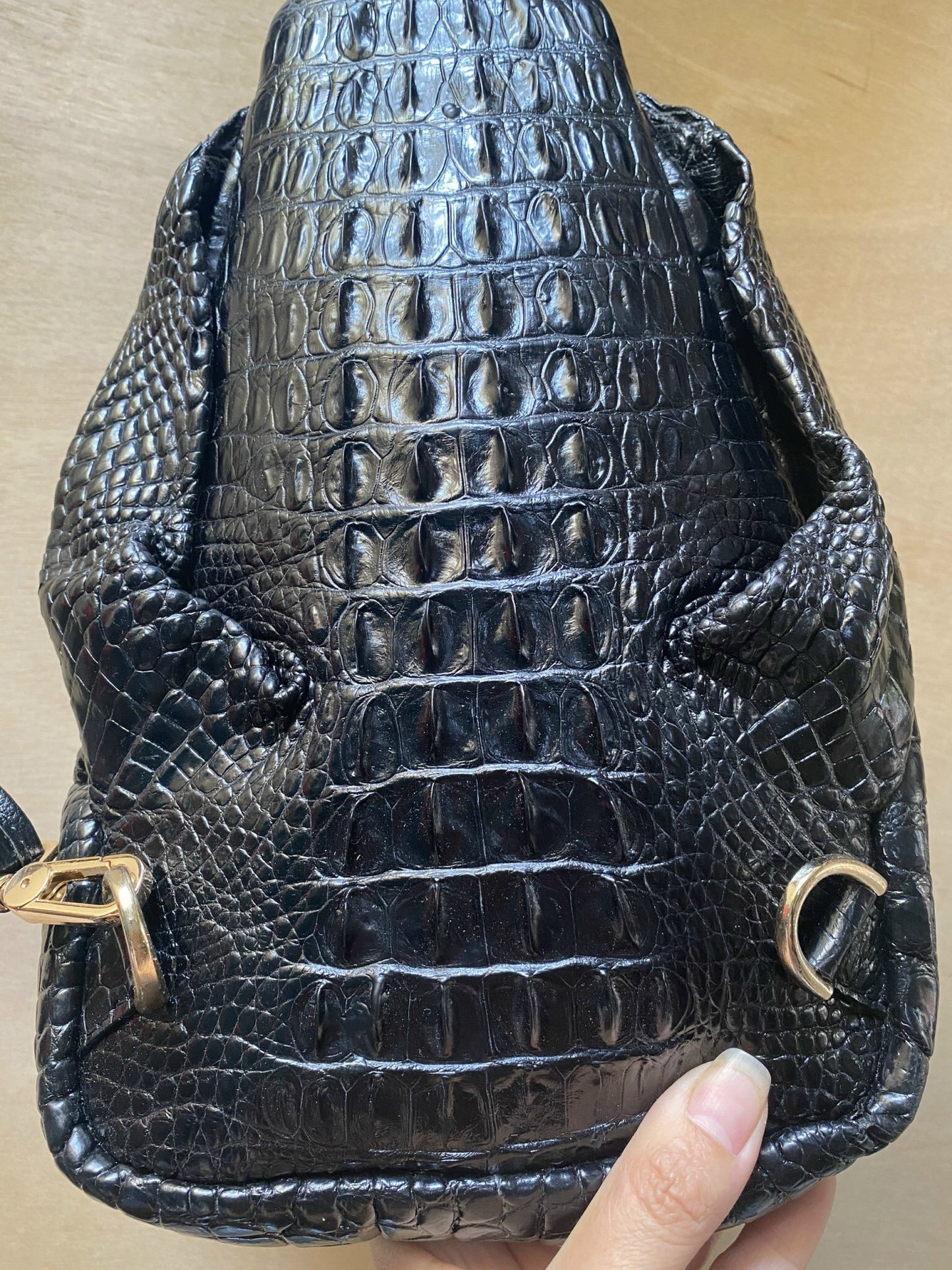 Black Genuine Alligator leather skin sling shoulder bags crossbody bags
