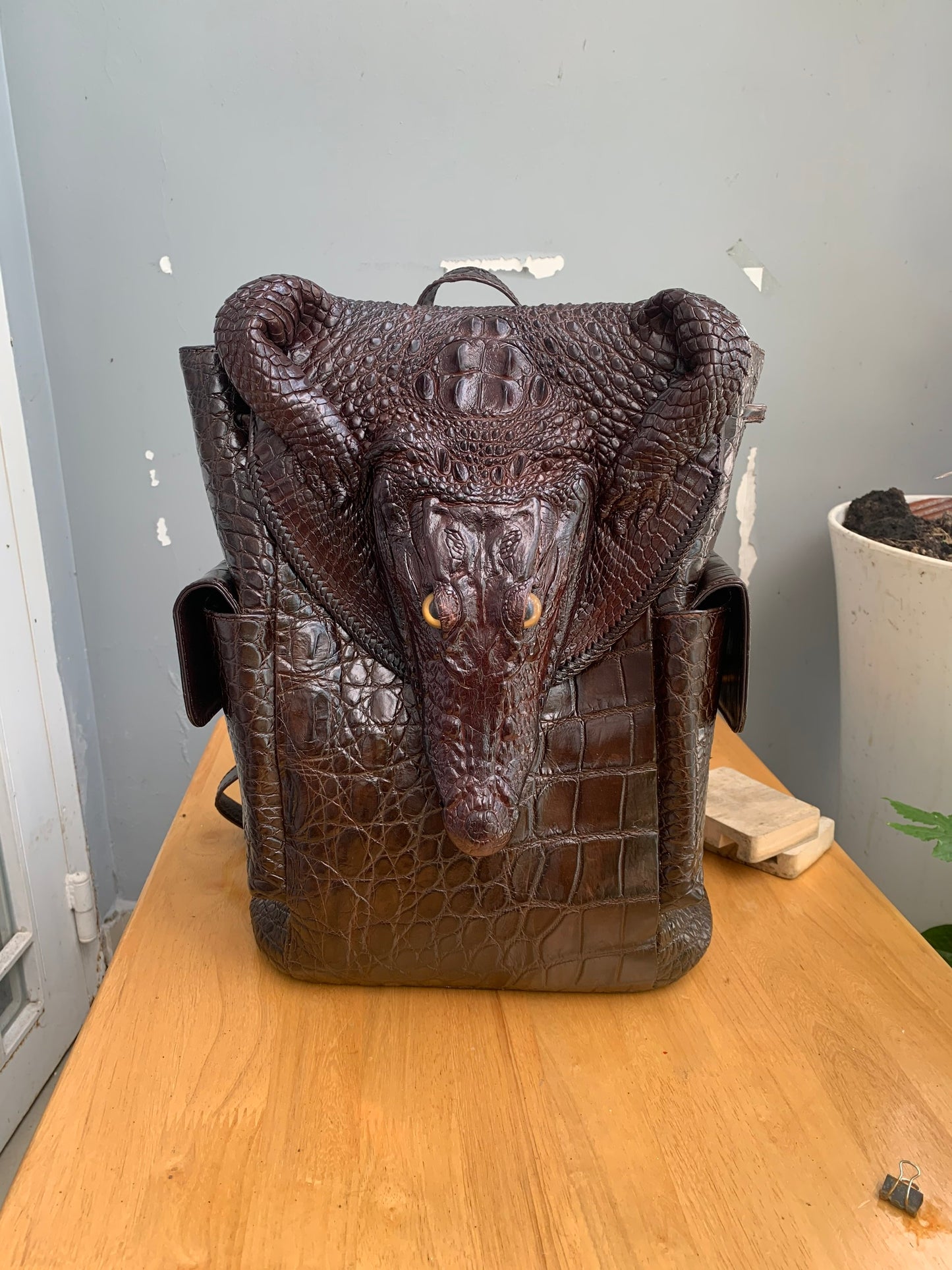 Genuine crocodile leather skin luxury backpack for men