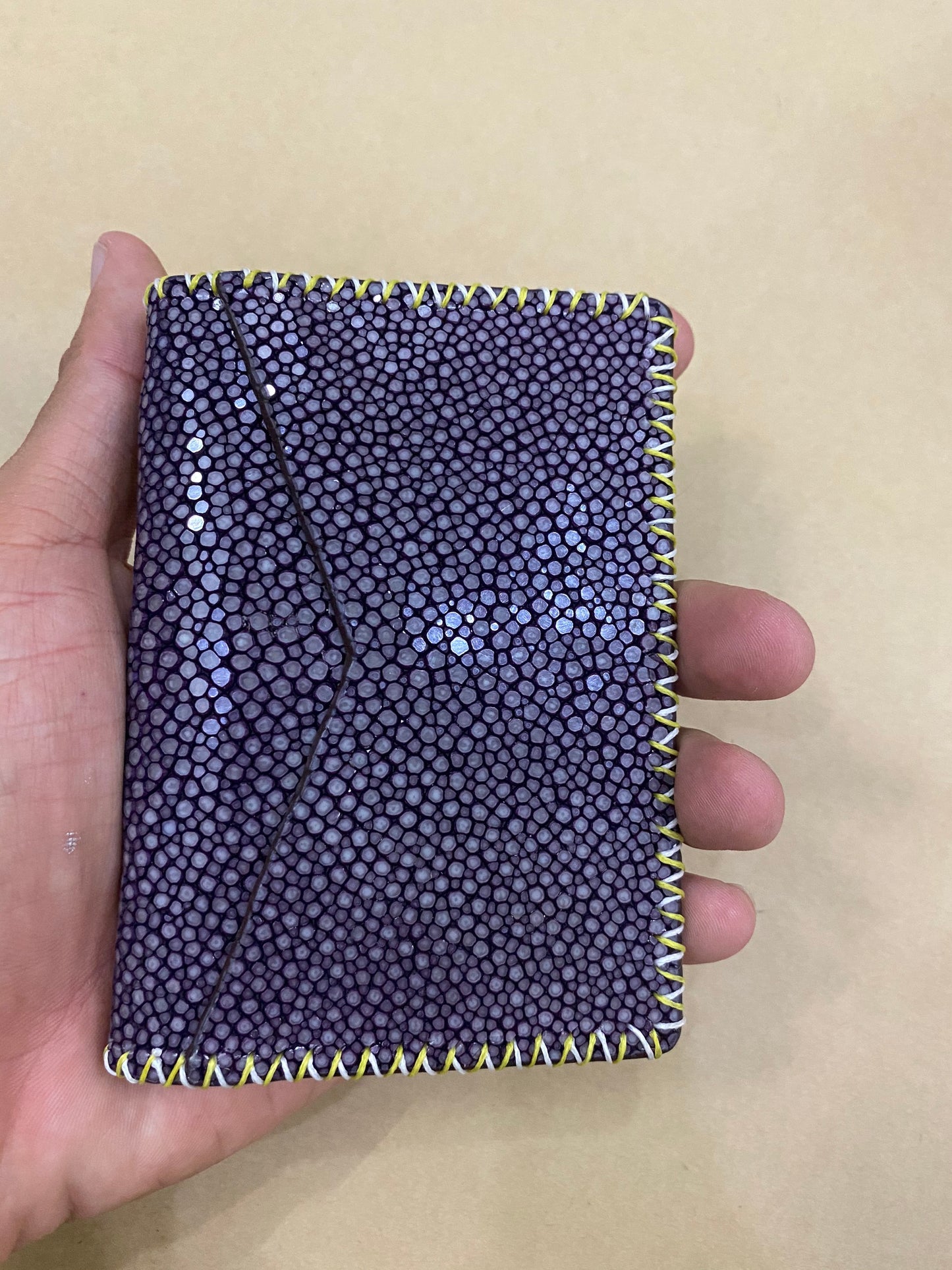Black genuine stingray lleather out side and alligator leather inside Card Holder