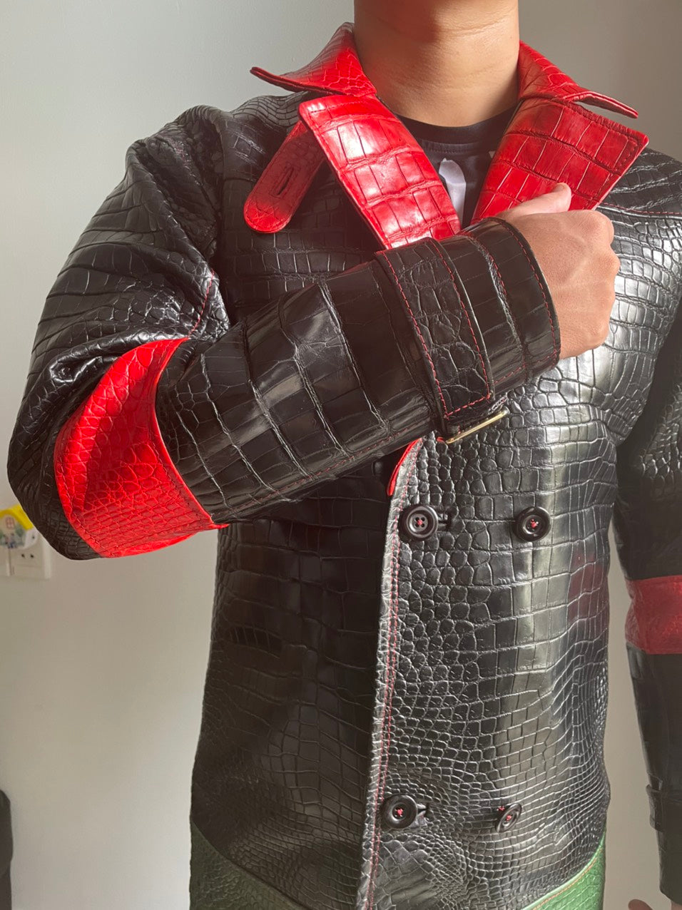 crocodile leather coat