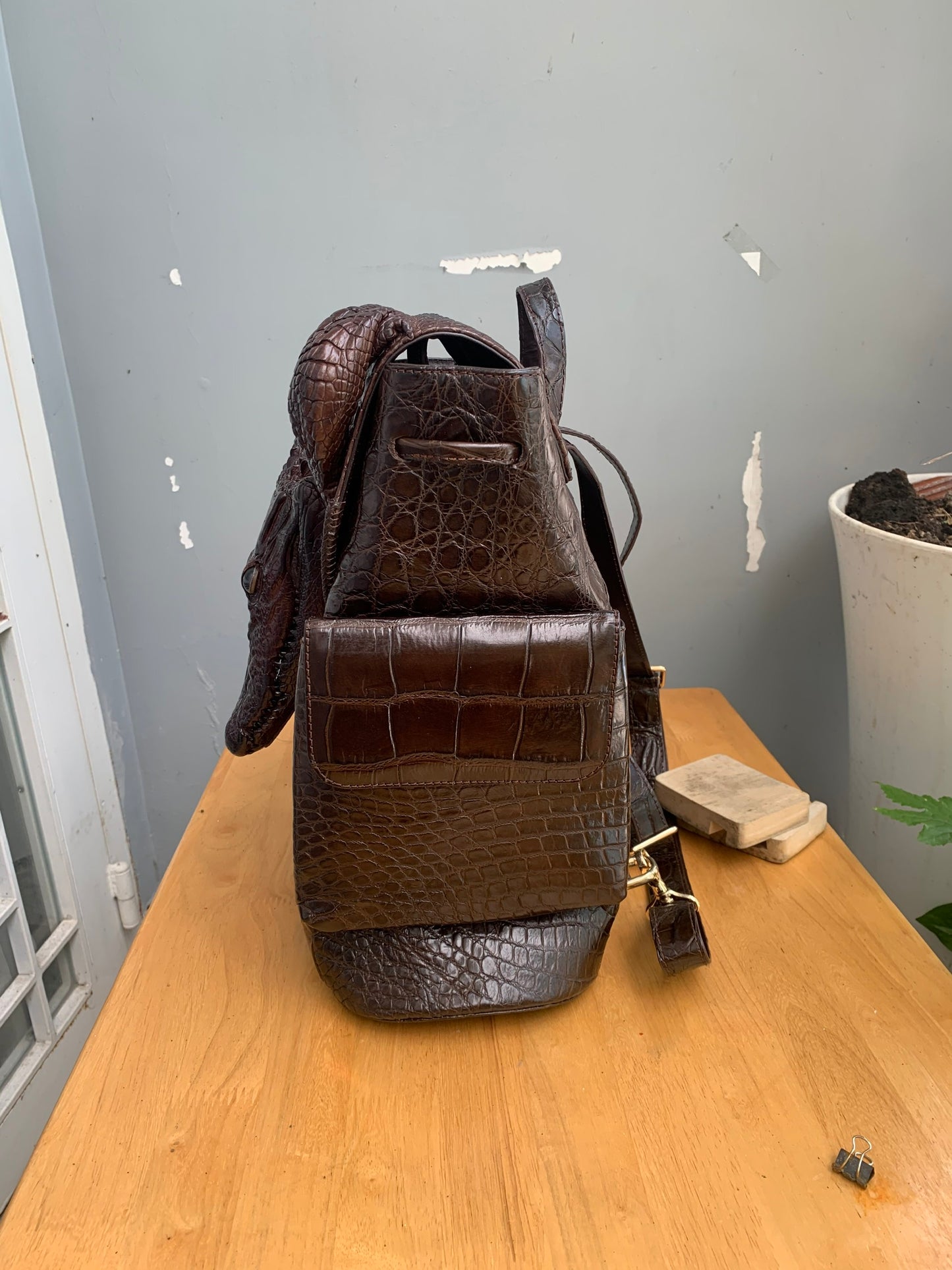 Genuine crocodile leather skin luxury backpack for men