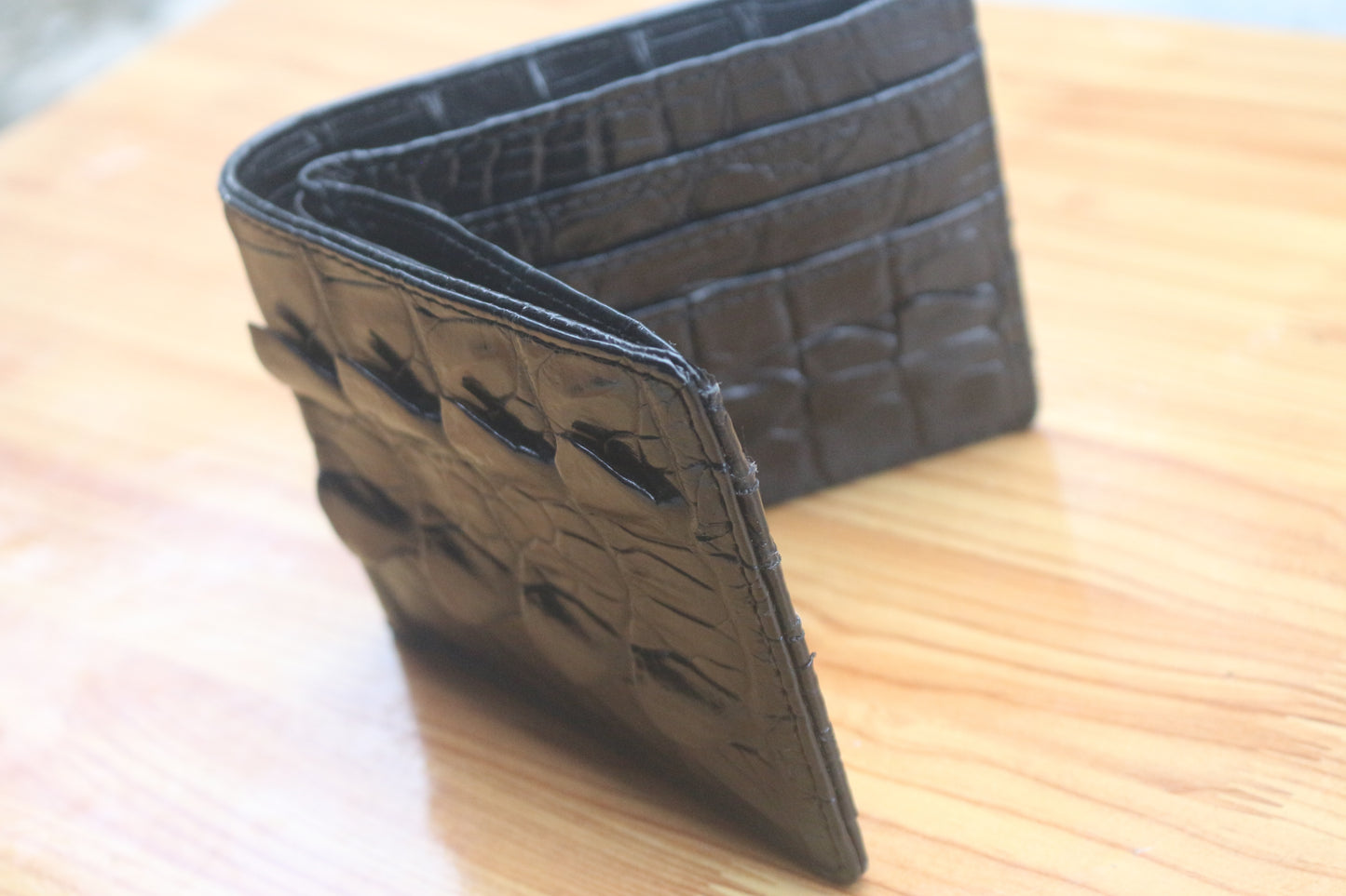 Black alligator Tail leather wallet for men