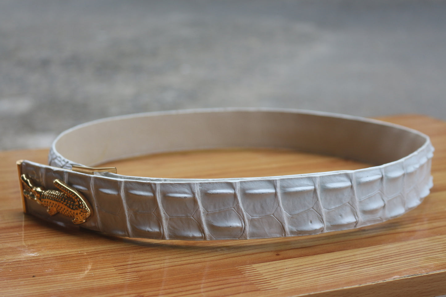 White Alligator leather belt for men