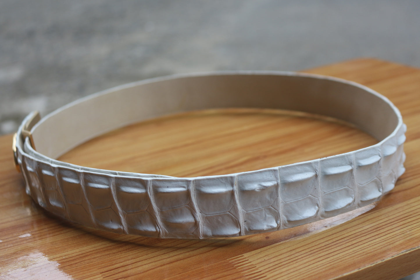 White Alligator leather belt for men