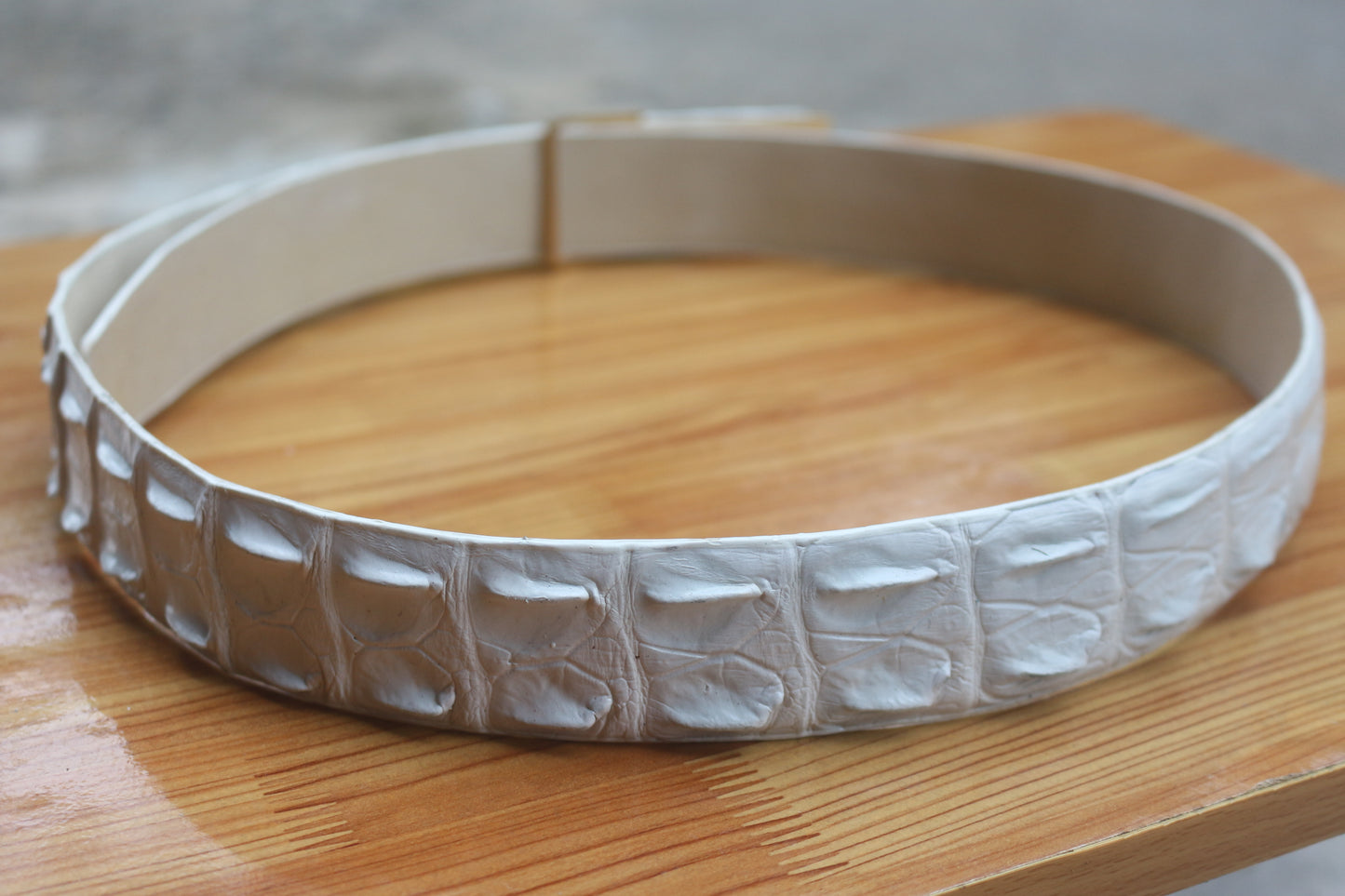 White Alligator leather belt for men