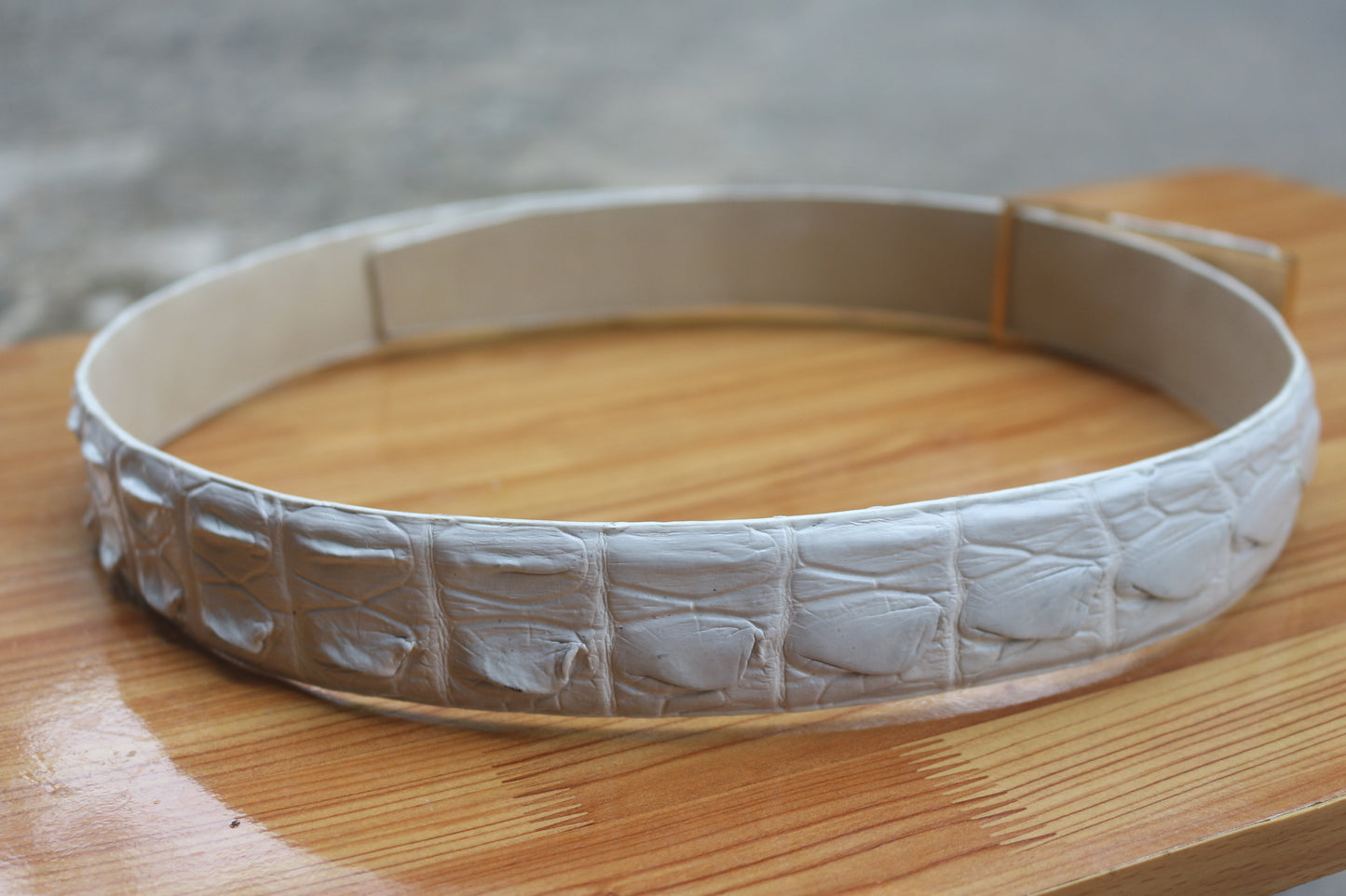 White Alligator leather belt for men
