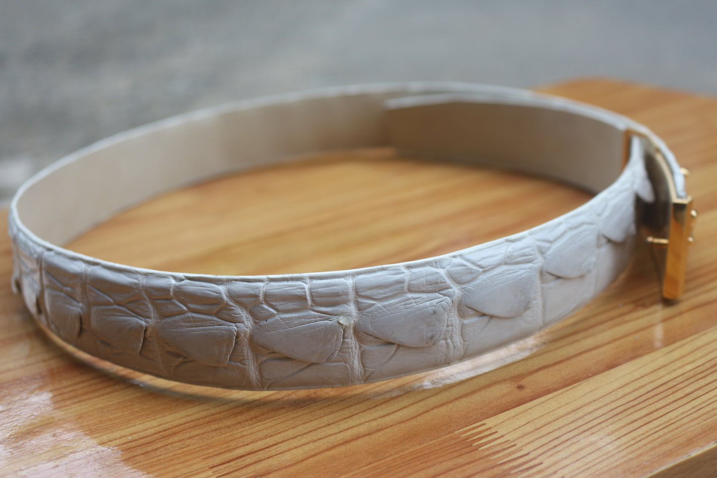 White Alligator leather belt for men