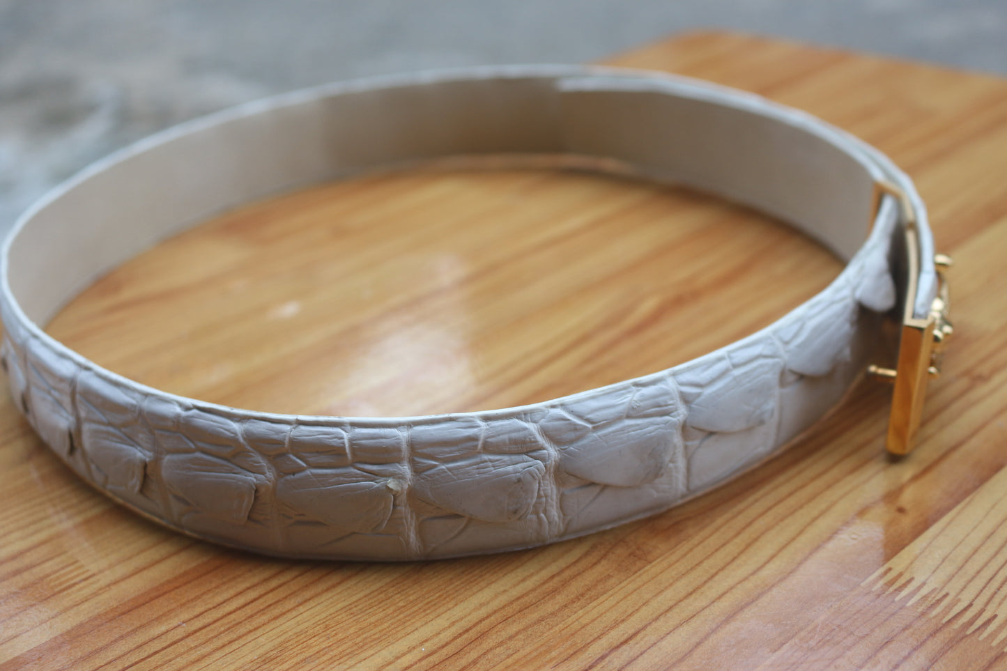 White Alligator leather belt for men