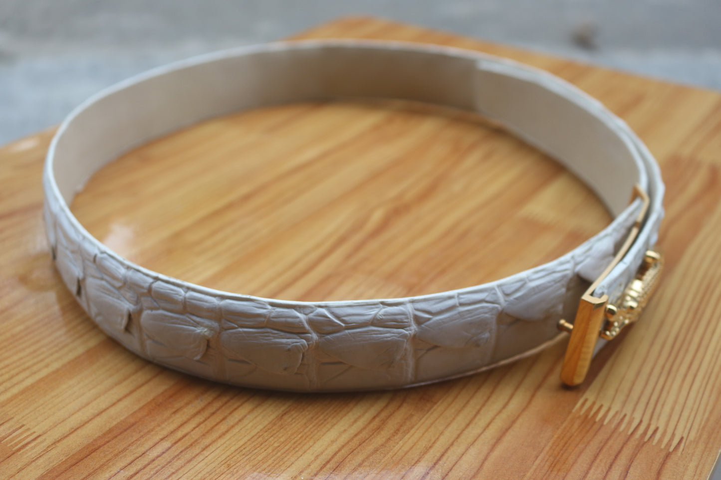 White Alligator leather belt for men