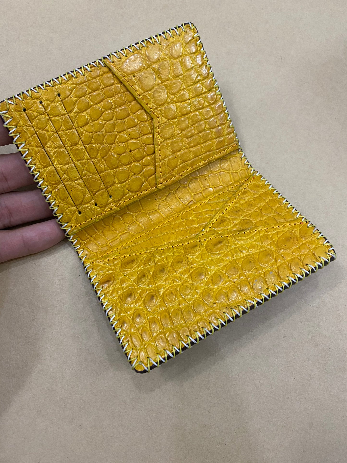 Black genuine stingray lleather out side and alligator leather inside Card Holder