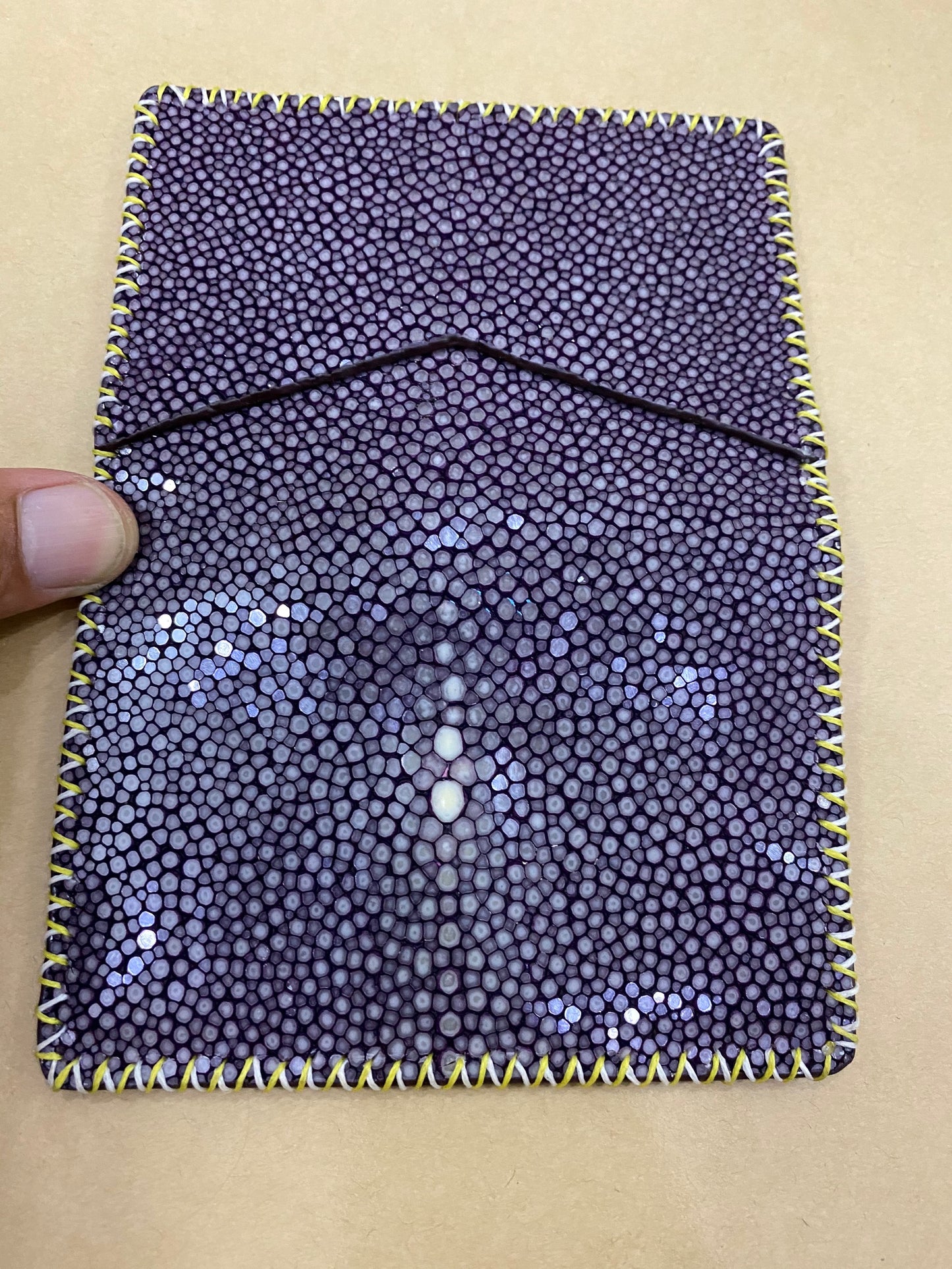 Black genuine stingray lleather out side and alligator leather inside Card Holder