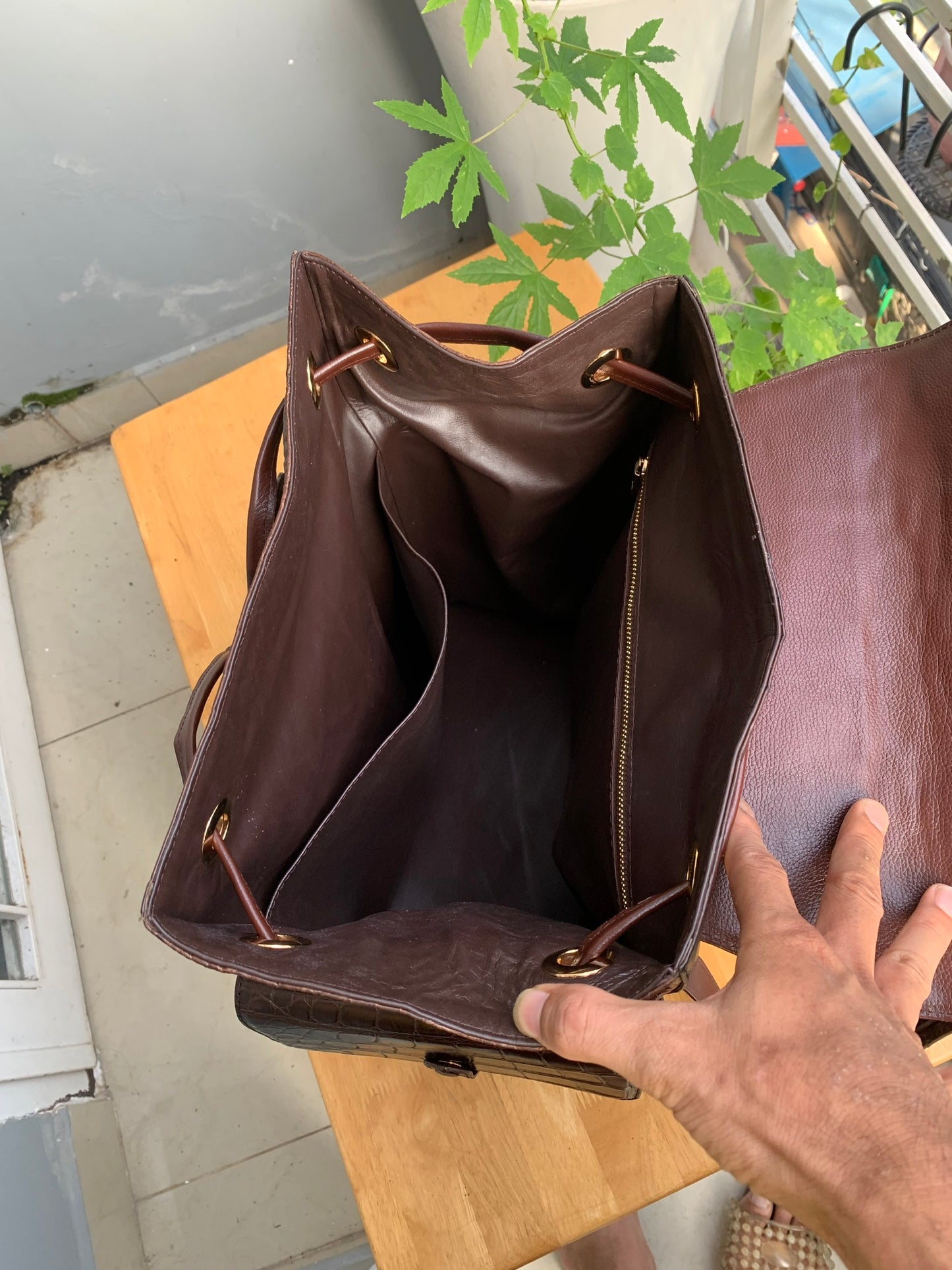 Brown Genuine crocodile belly leather luxury backpack
