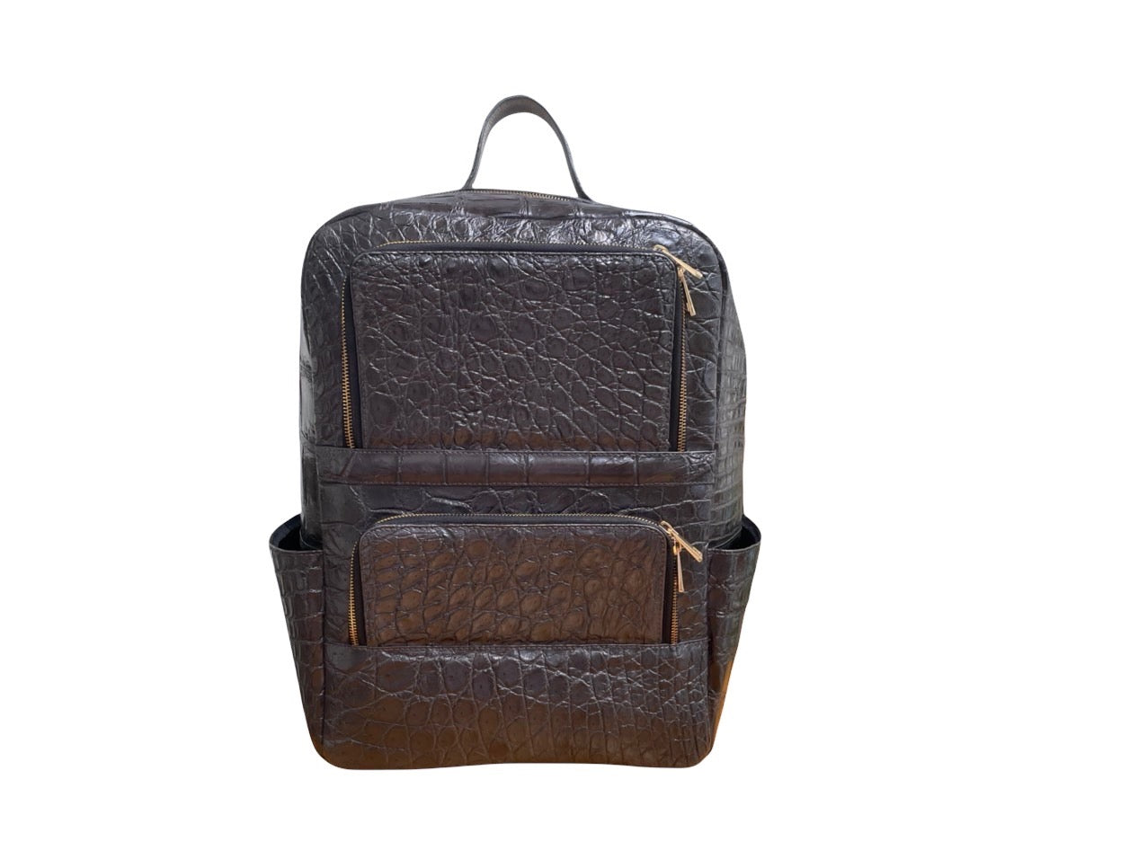 Dark gray crocodile belly leather luxury backpack