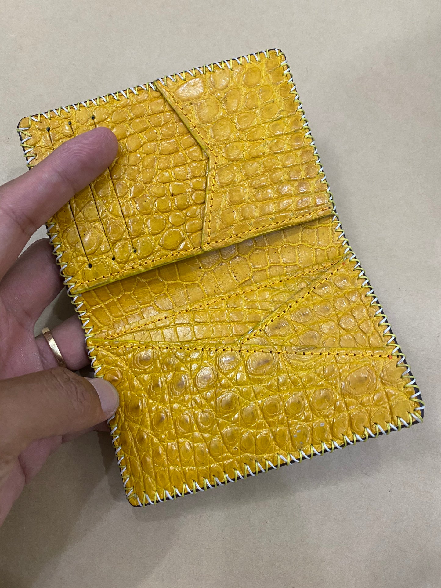 Black genuine stingray lleather out side and alligator leather inside Card Holder