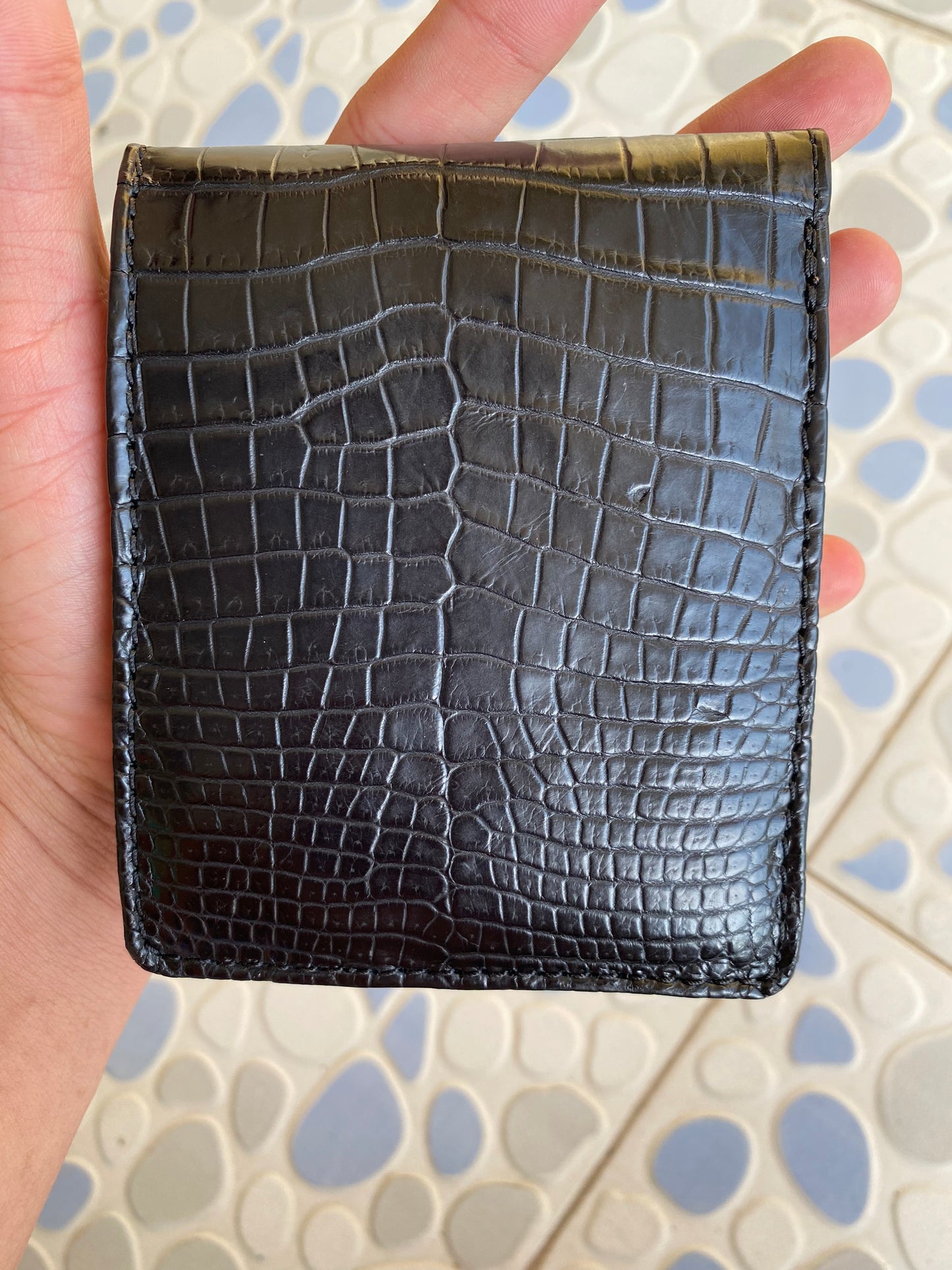 Black double side Genuine real alligator belly Leather Bifold Wallet for Men,Handmade Leather wallet men,Gift for him