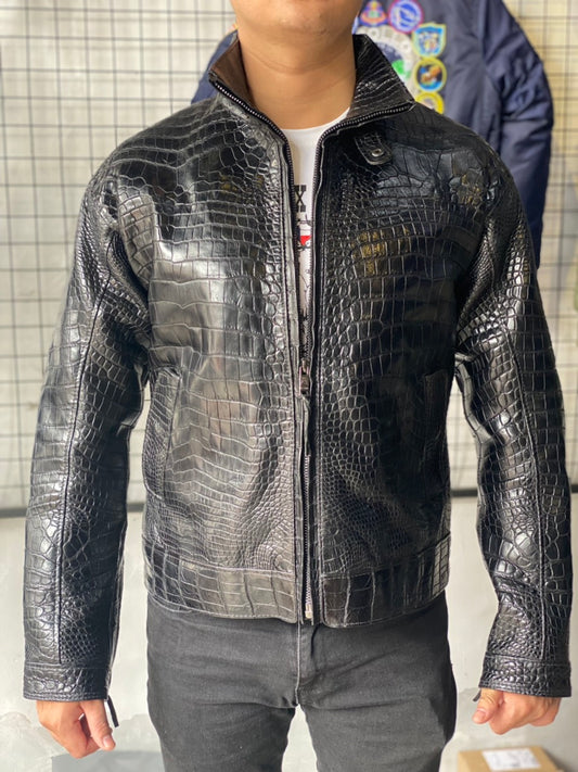 Black Crocodile leather jacket