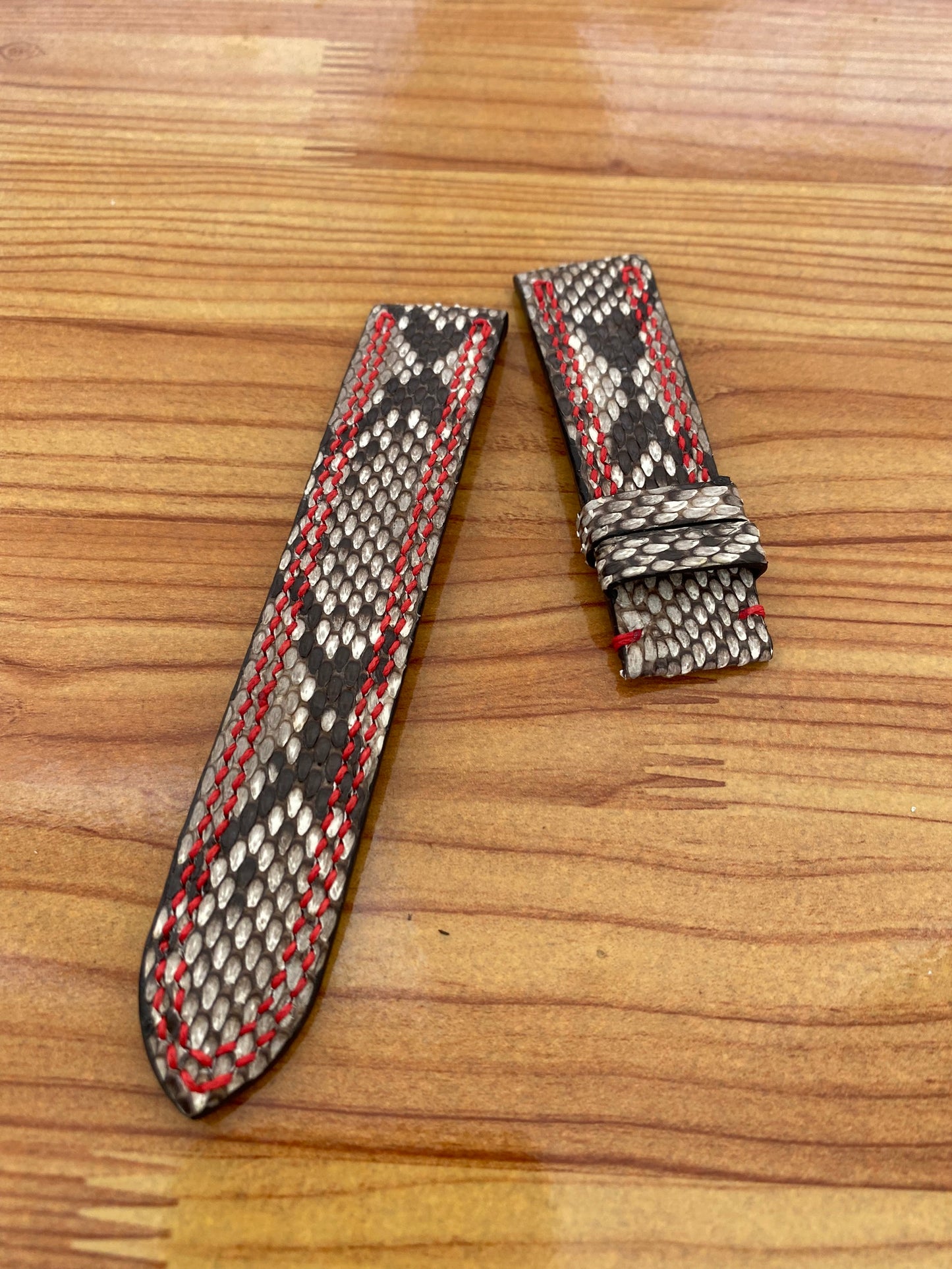 GENUINE PYTHON LEATHER WATCH STRAP BAND WITH DOUBLE LINE STITCHING