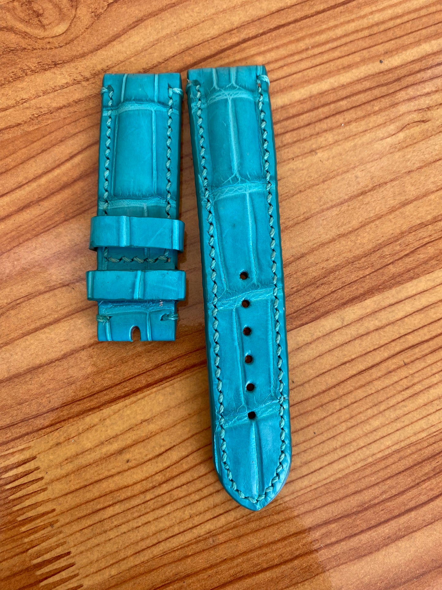 LIGHT BLUE GENUINE ALLIGATOR LEATHER WATCH STRAP BAND