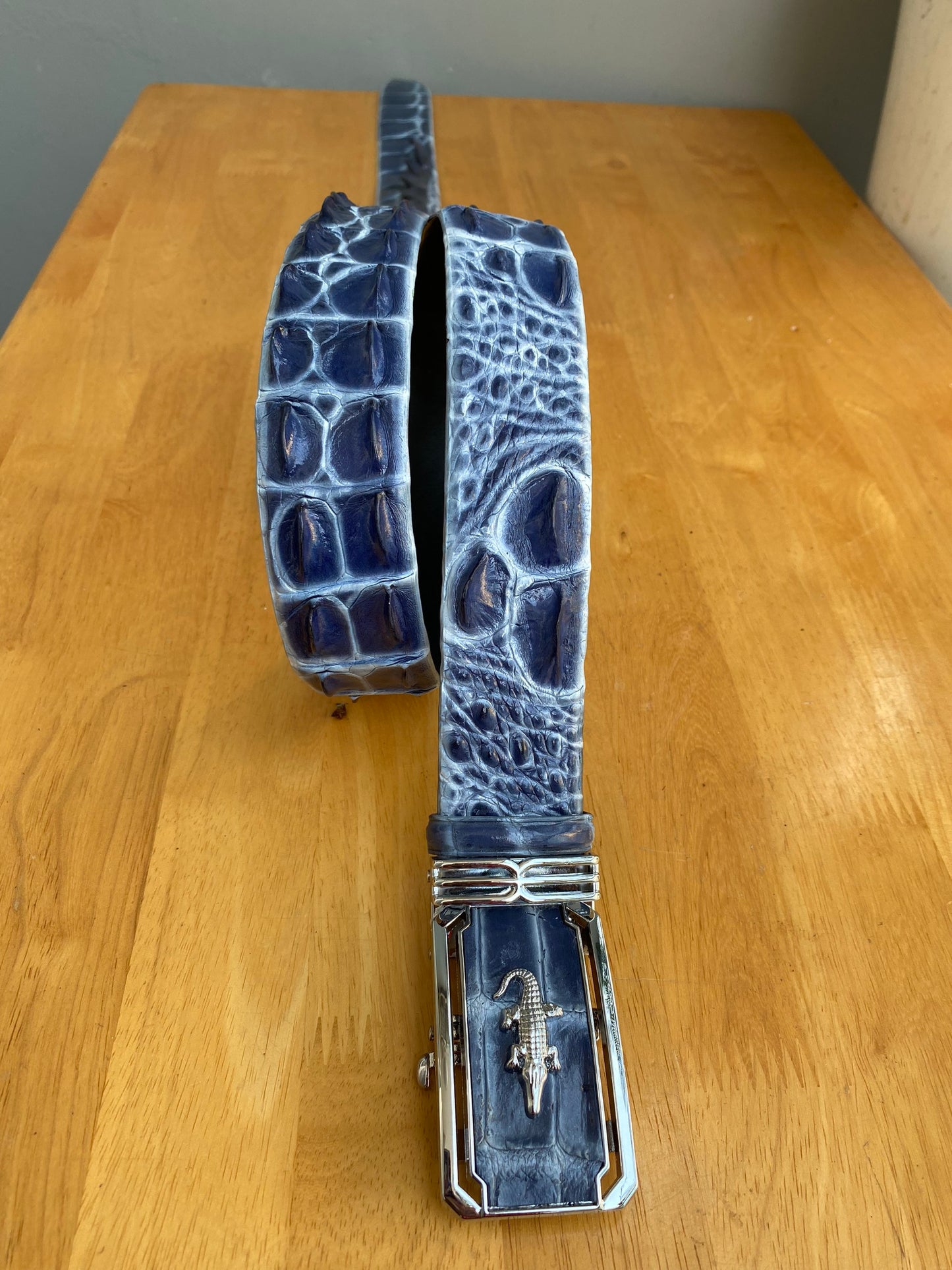 wax patina crocodile leather belt for men