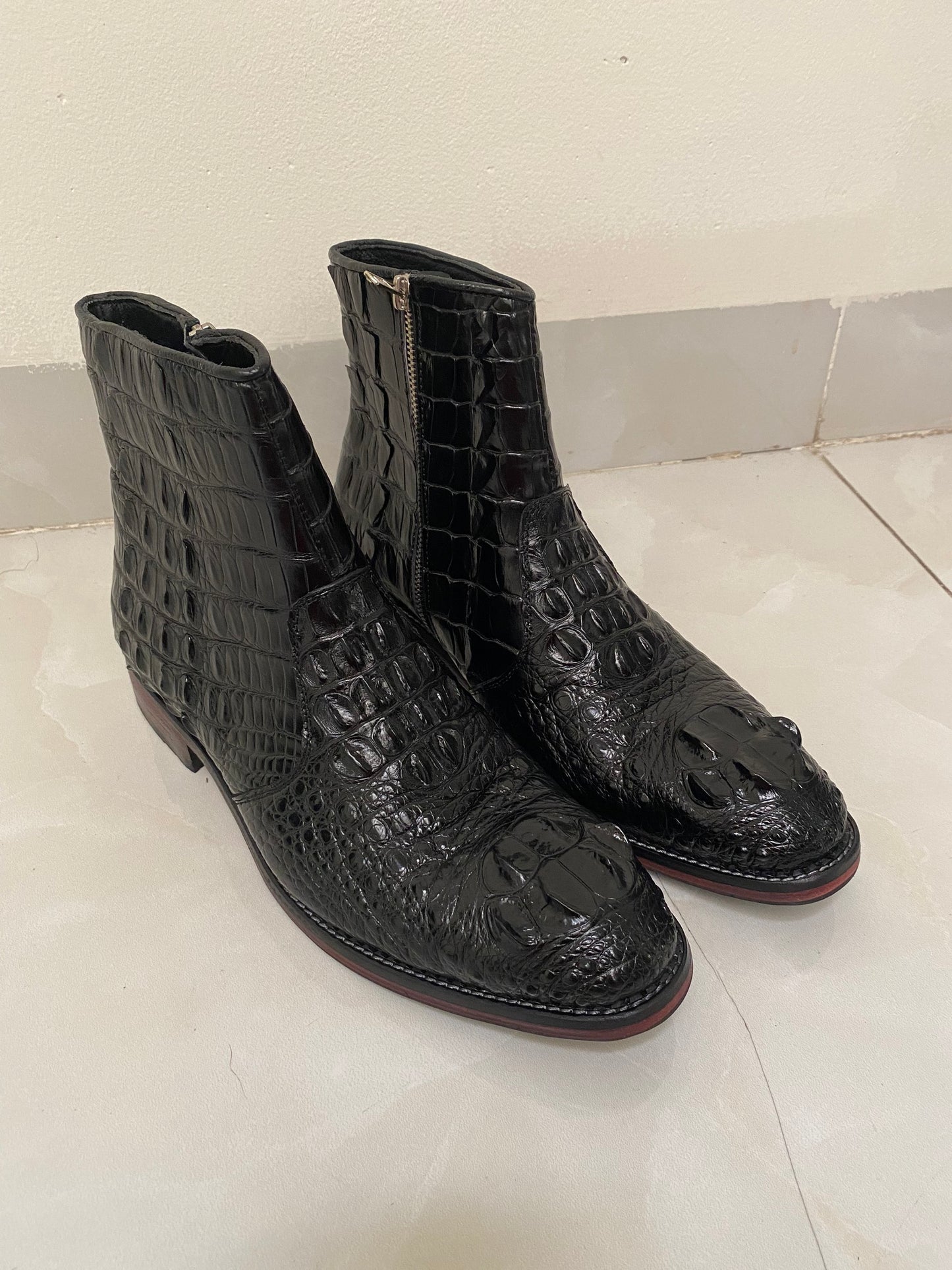 alligator hornback leather boots