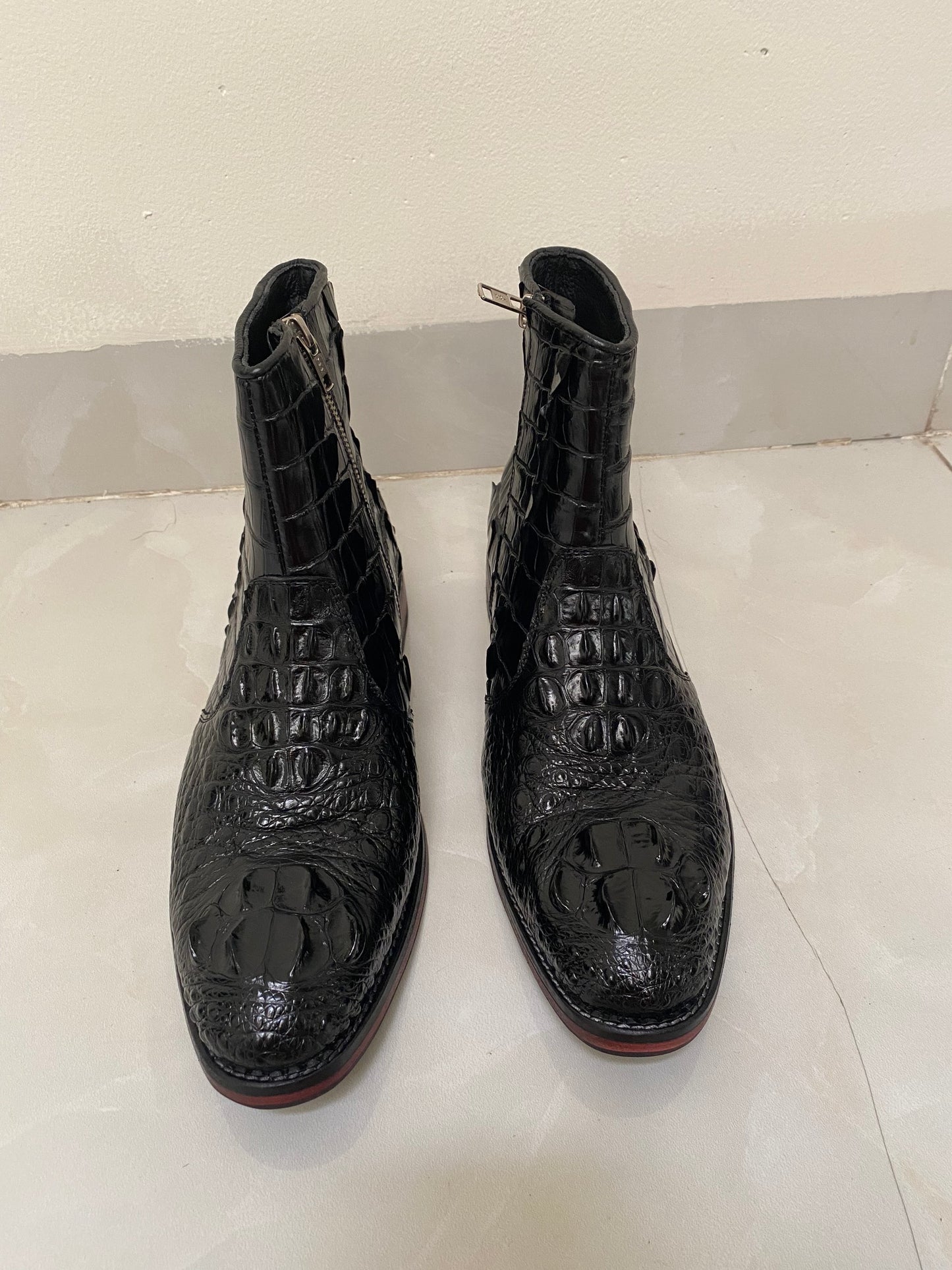 alligator hornback leather boots