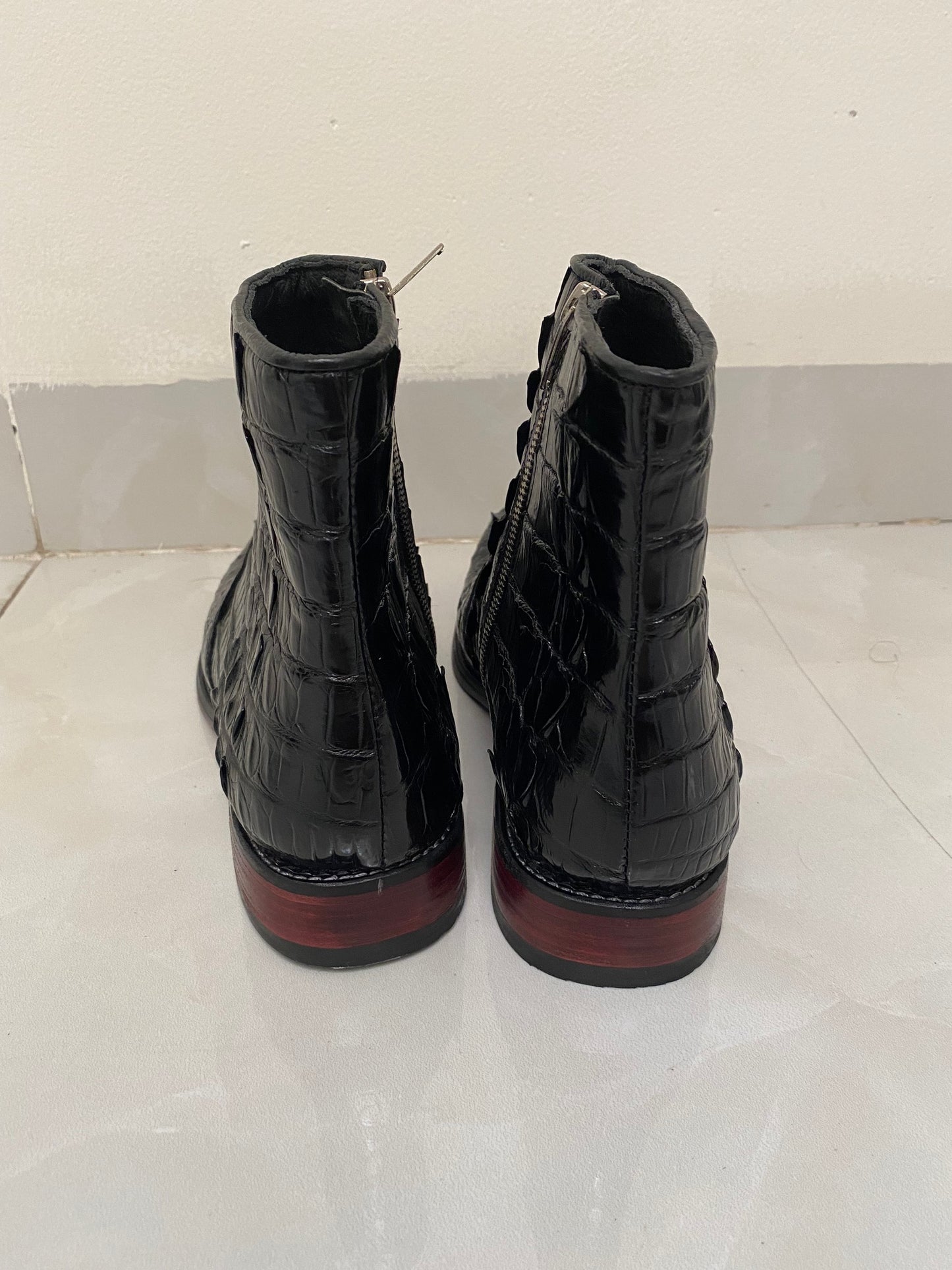 alligator hornback leather boots