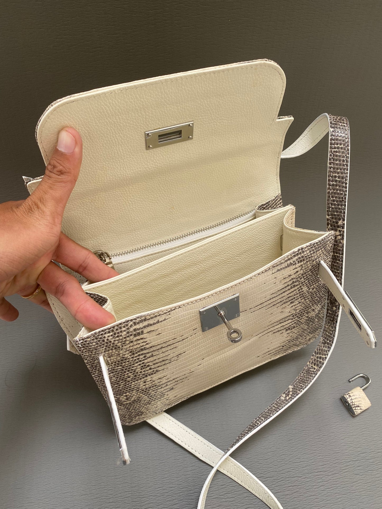 premium lizard leather shoulder bag