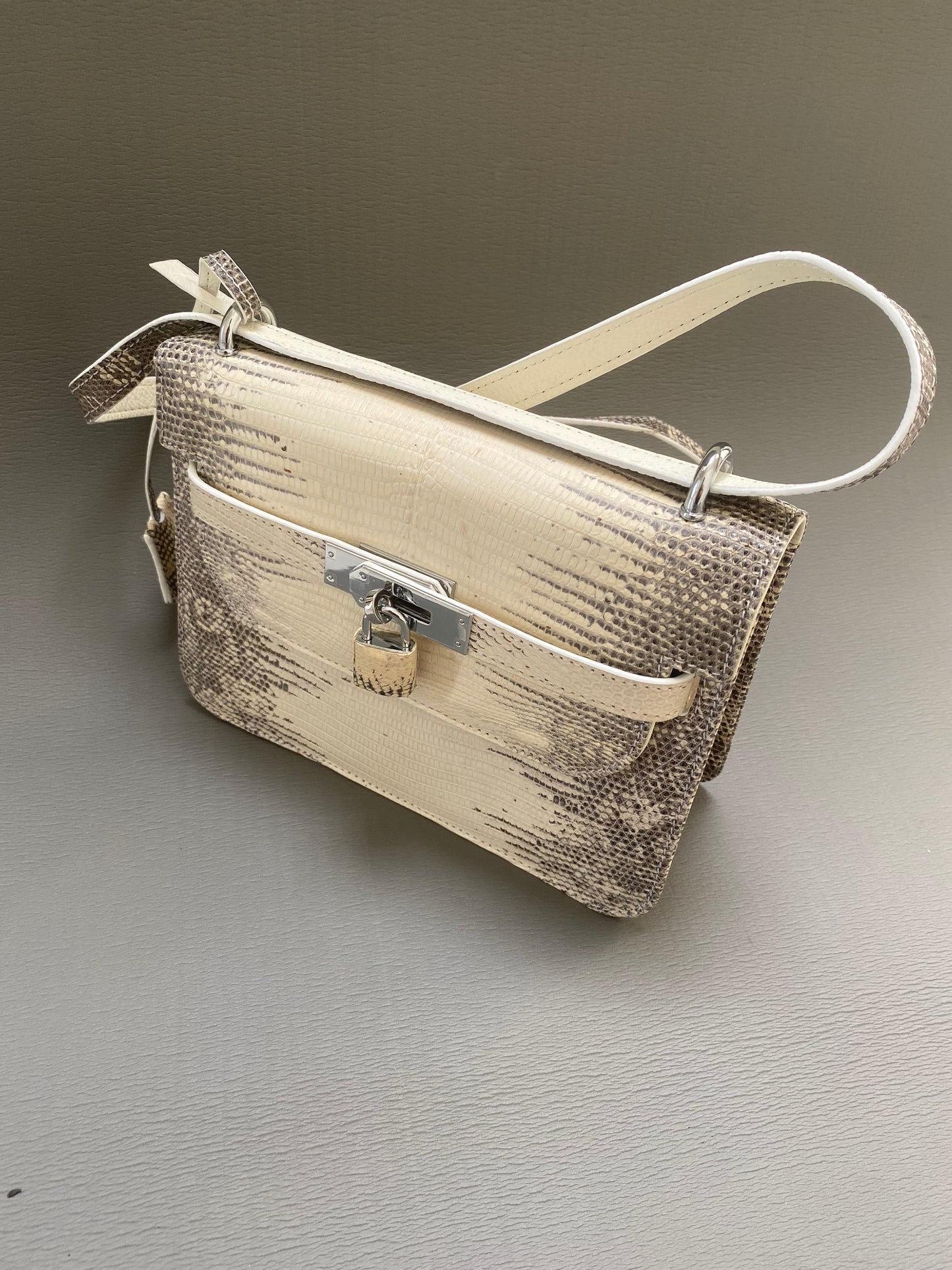 premium lizard leather shoulder bag