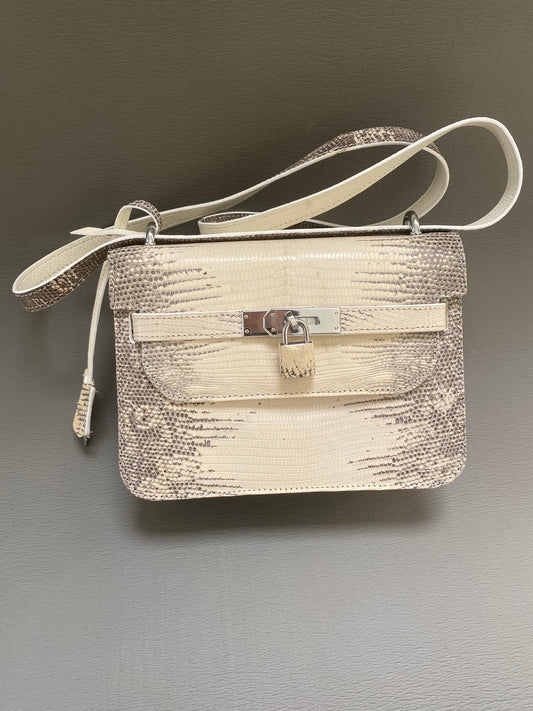 premium lizard leather shoulder bag