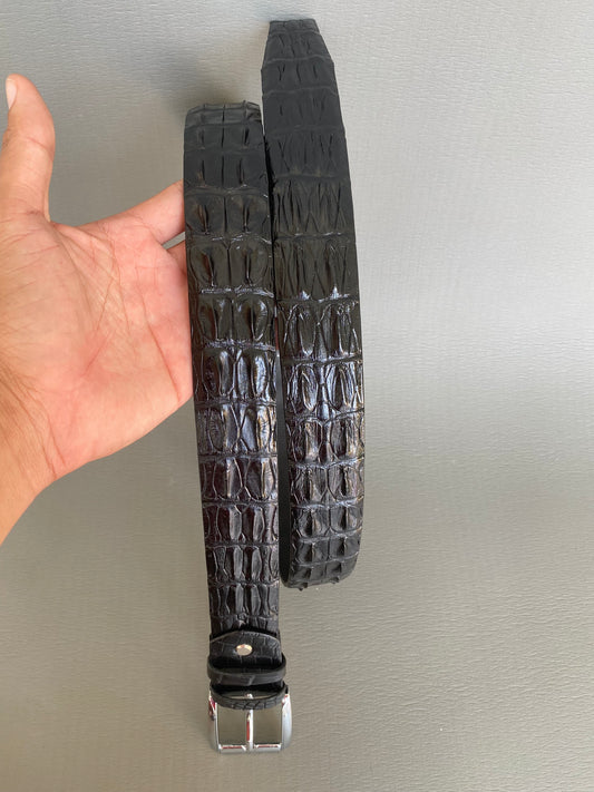 Black Genuine alligator hornback leather belt for men