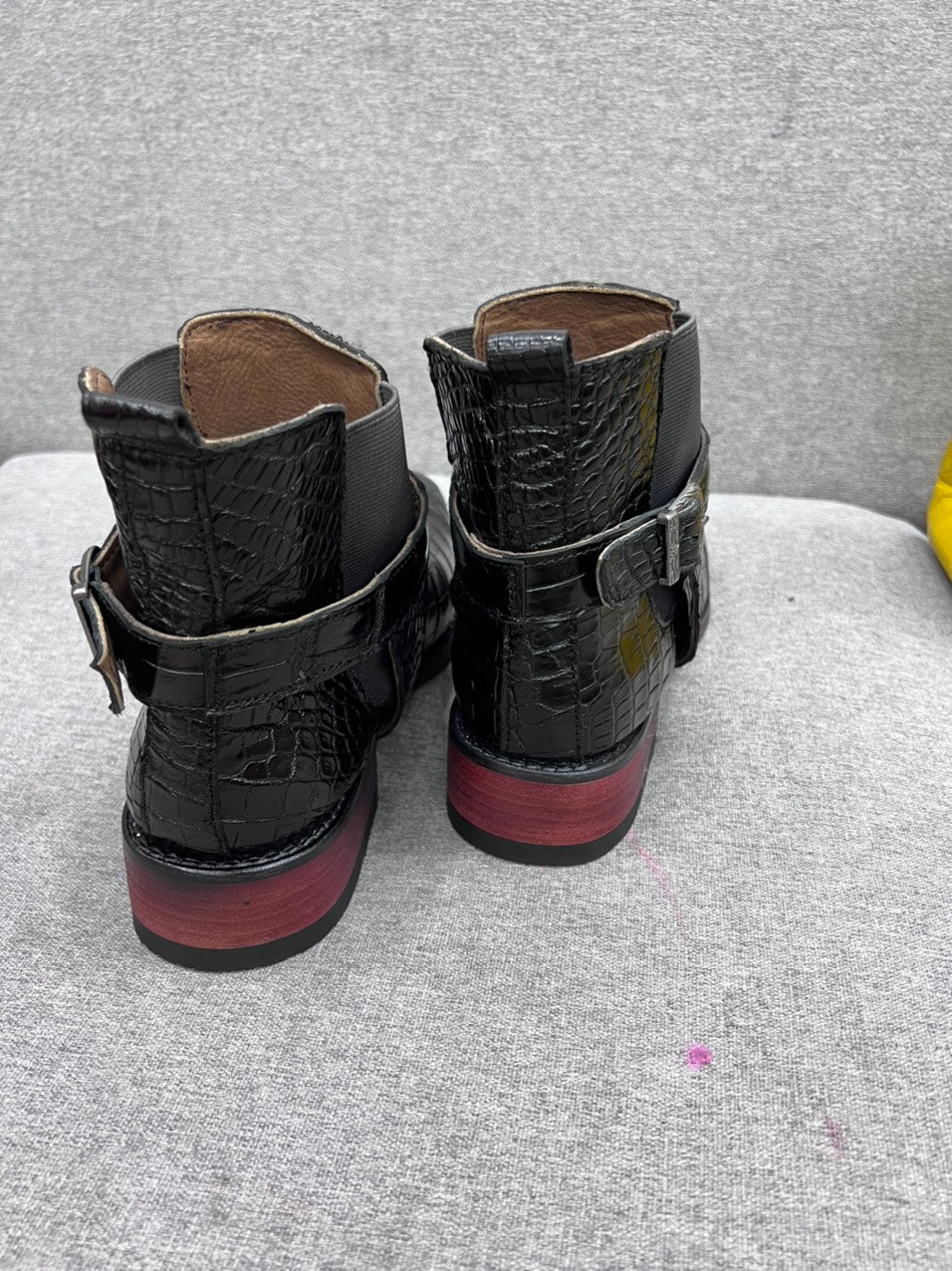 Black alligator belly leather boots for men