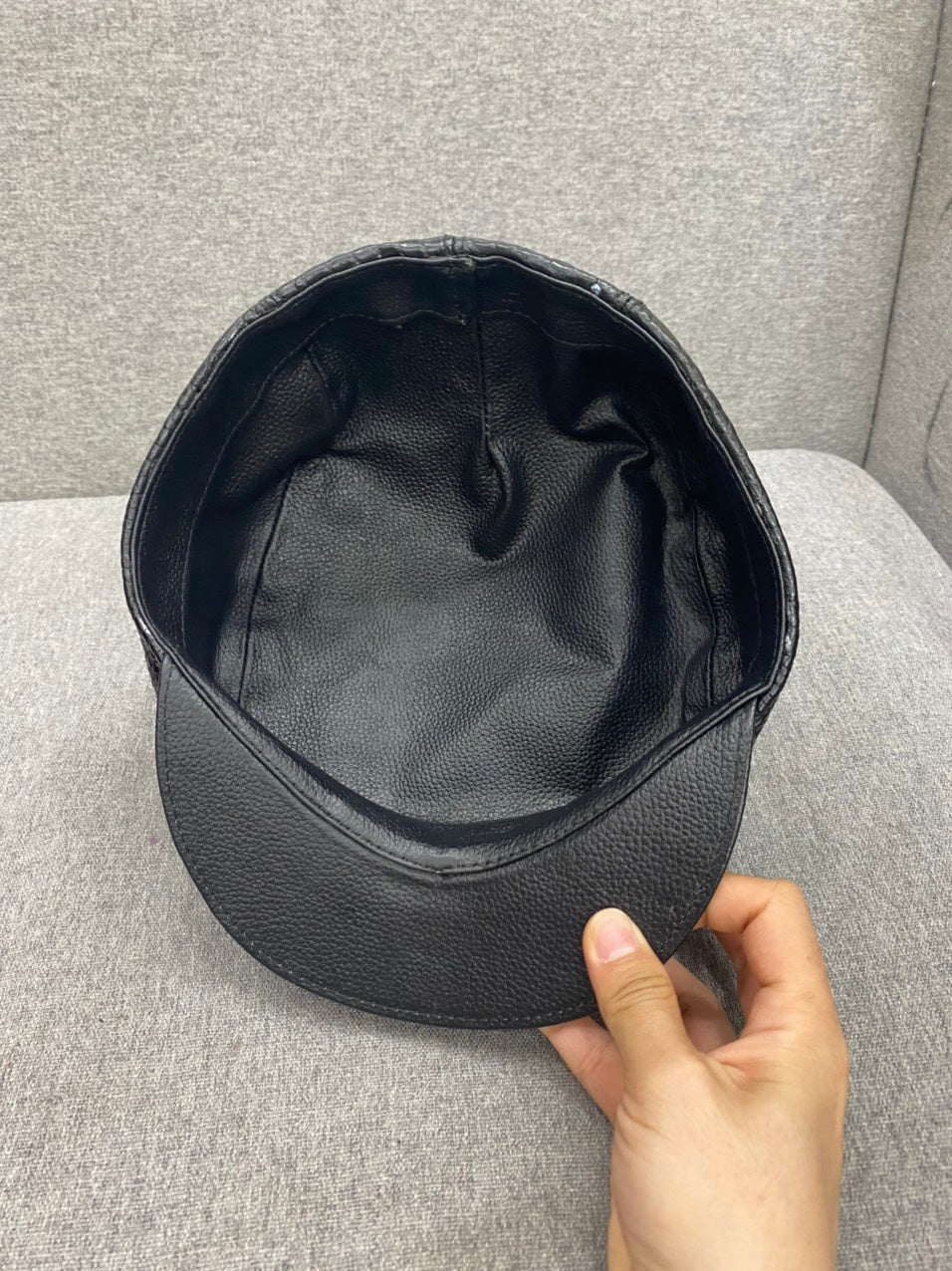 Black alligator belly leather hat