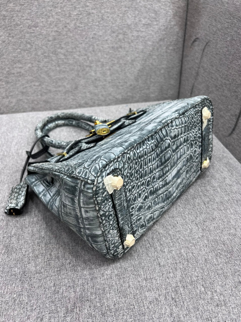 premium Nubuck Crocodile leather top handle bag