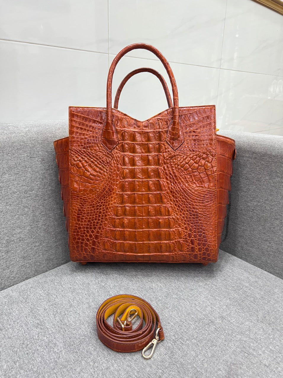 genuine alligator leather tote bag