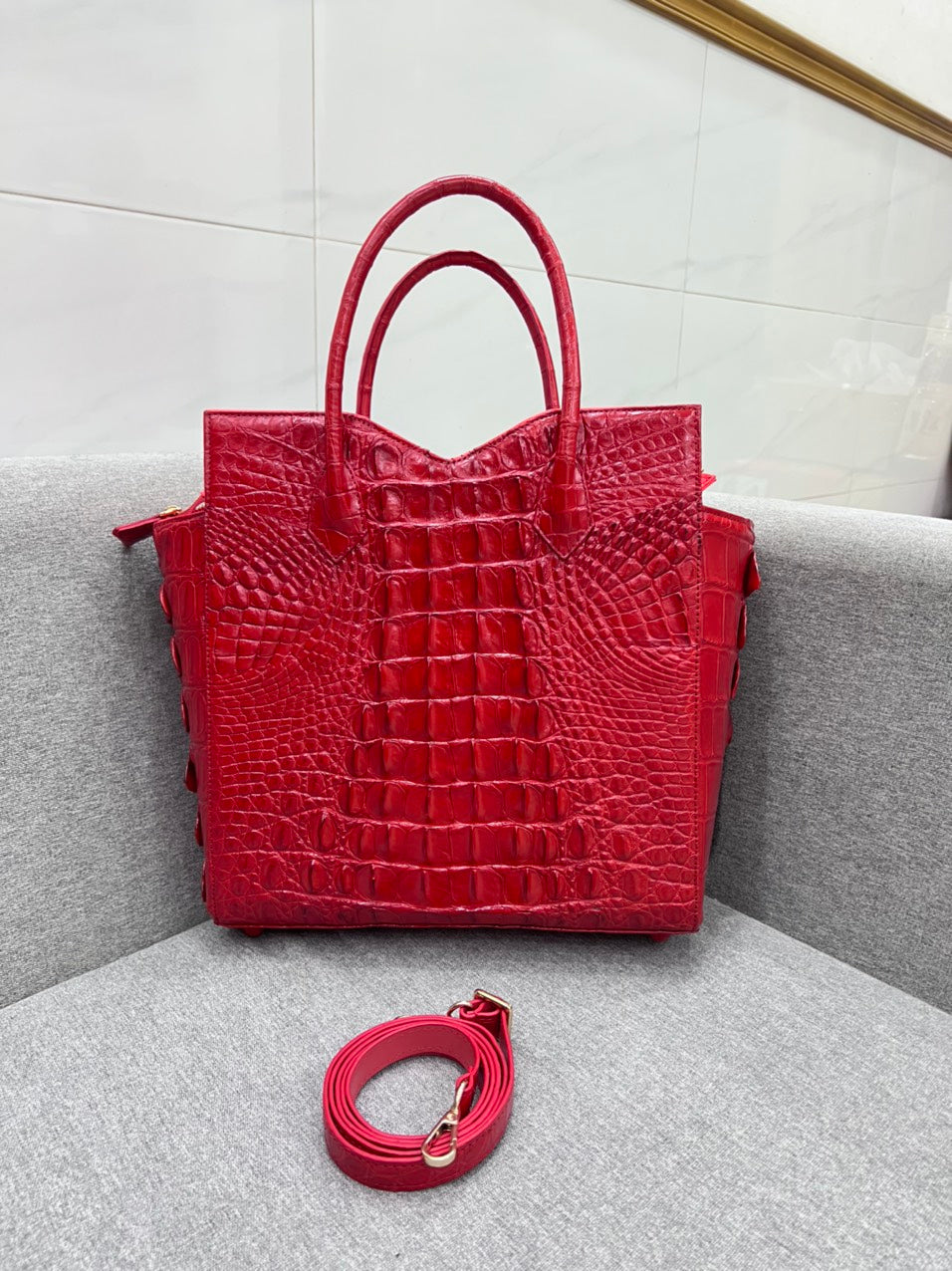 genuine alligator leather tote bag