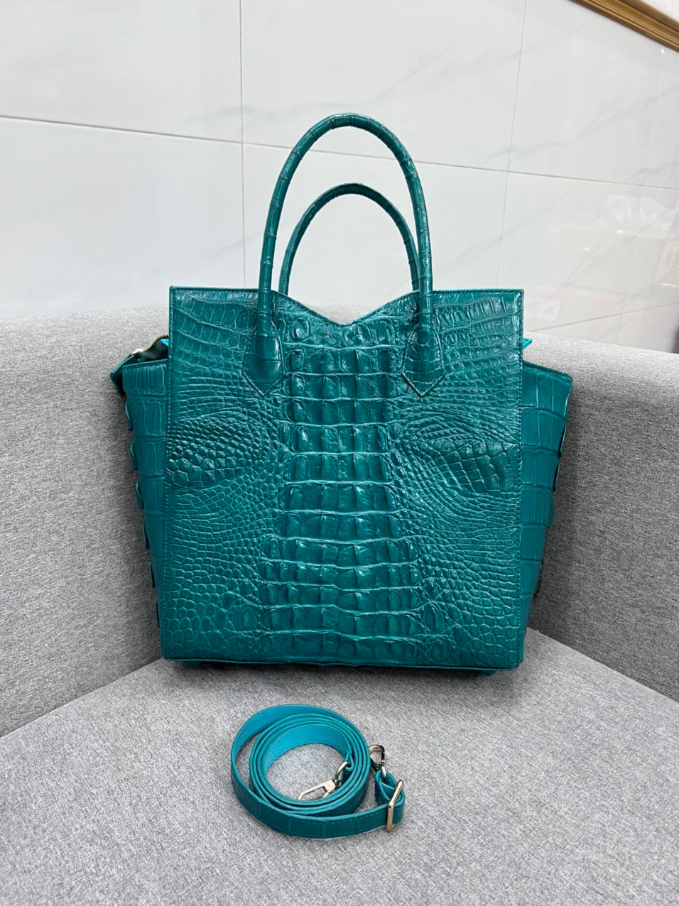 genuine alligator leather tote bag