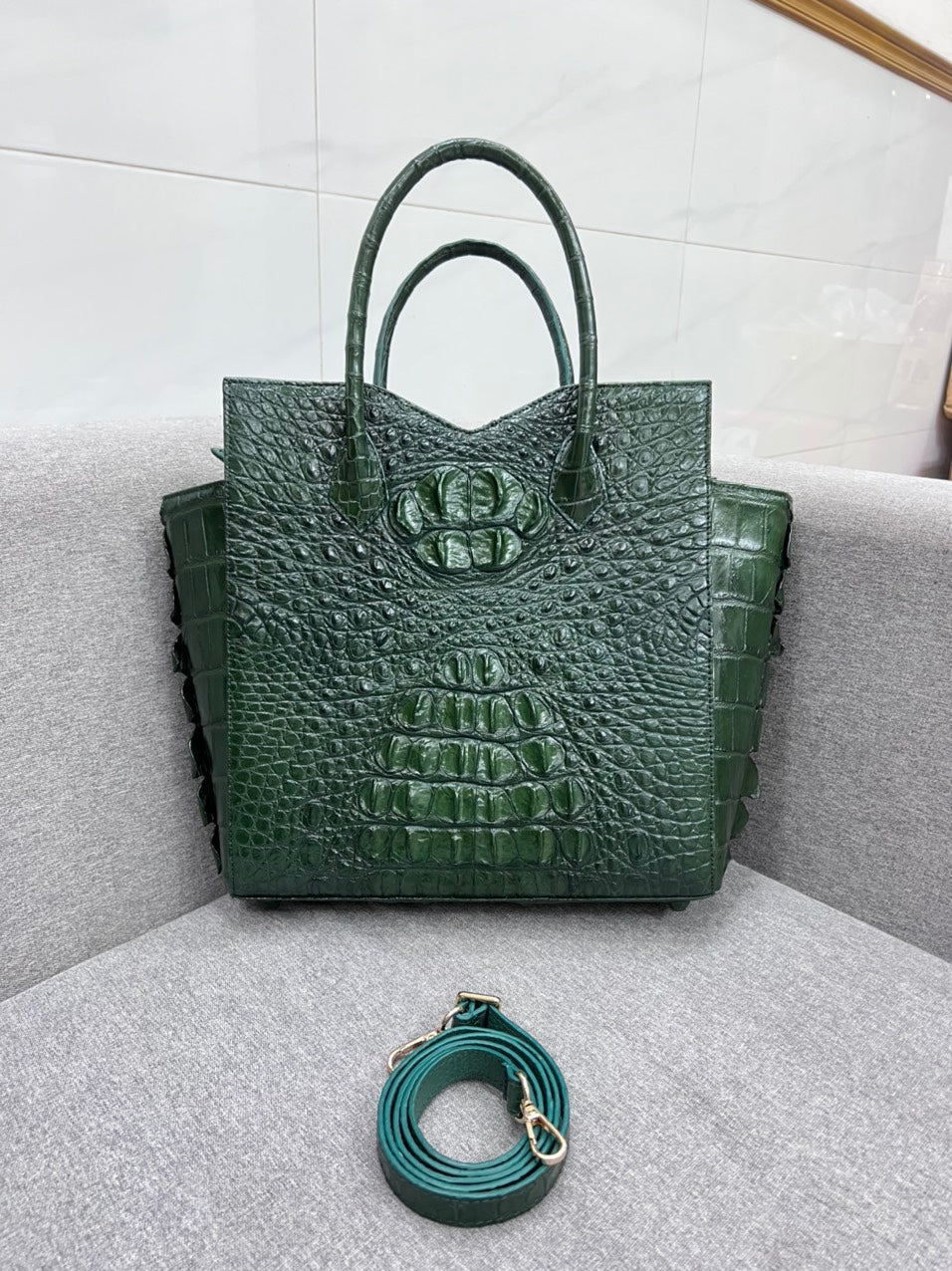 genuine alligator leather tote bag