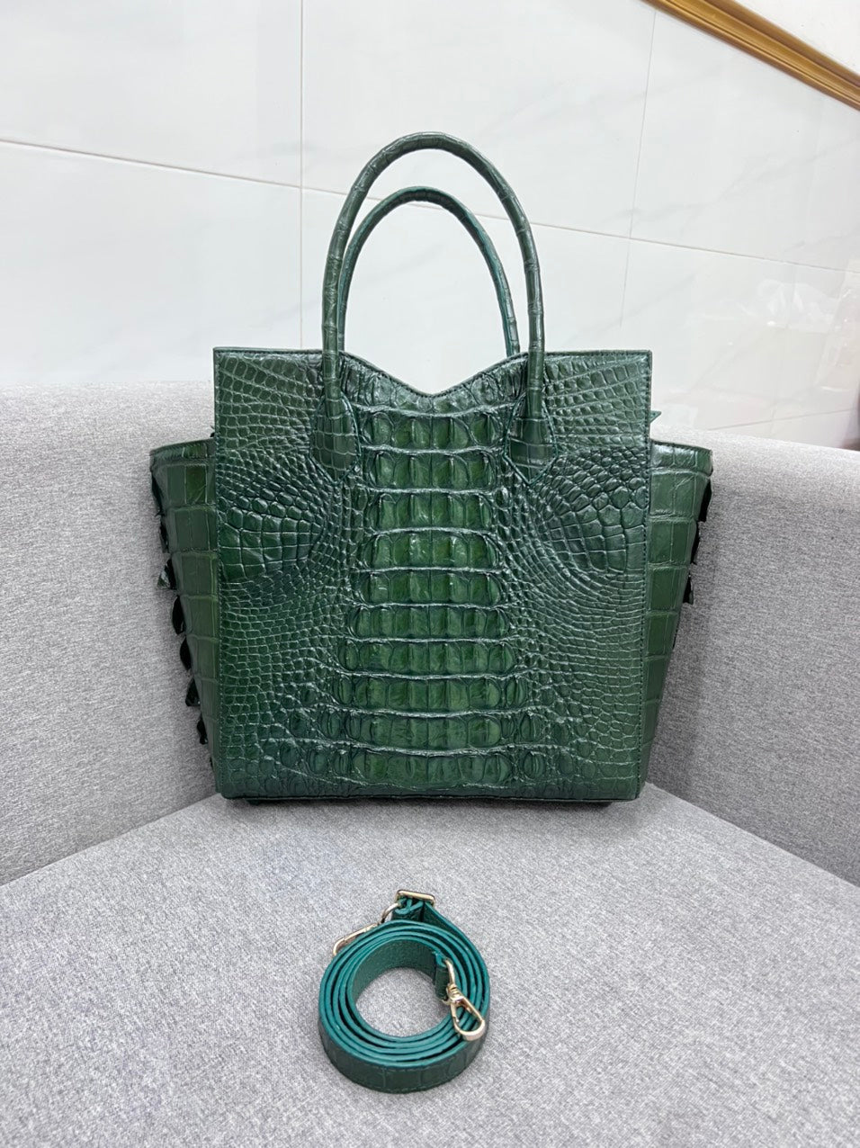 genuine alligator leather tote bag