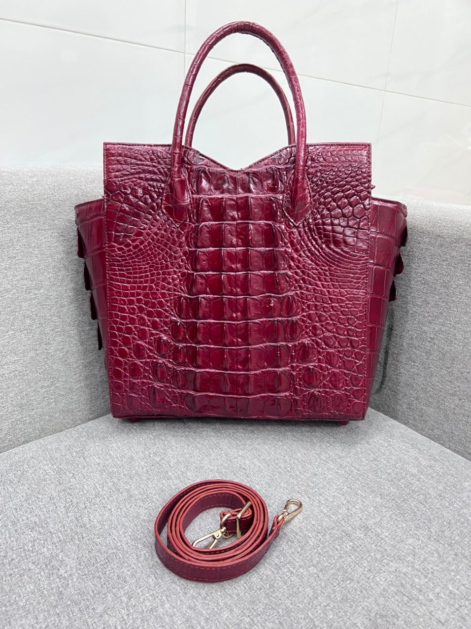 genuine alligator leather tote bag