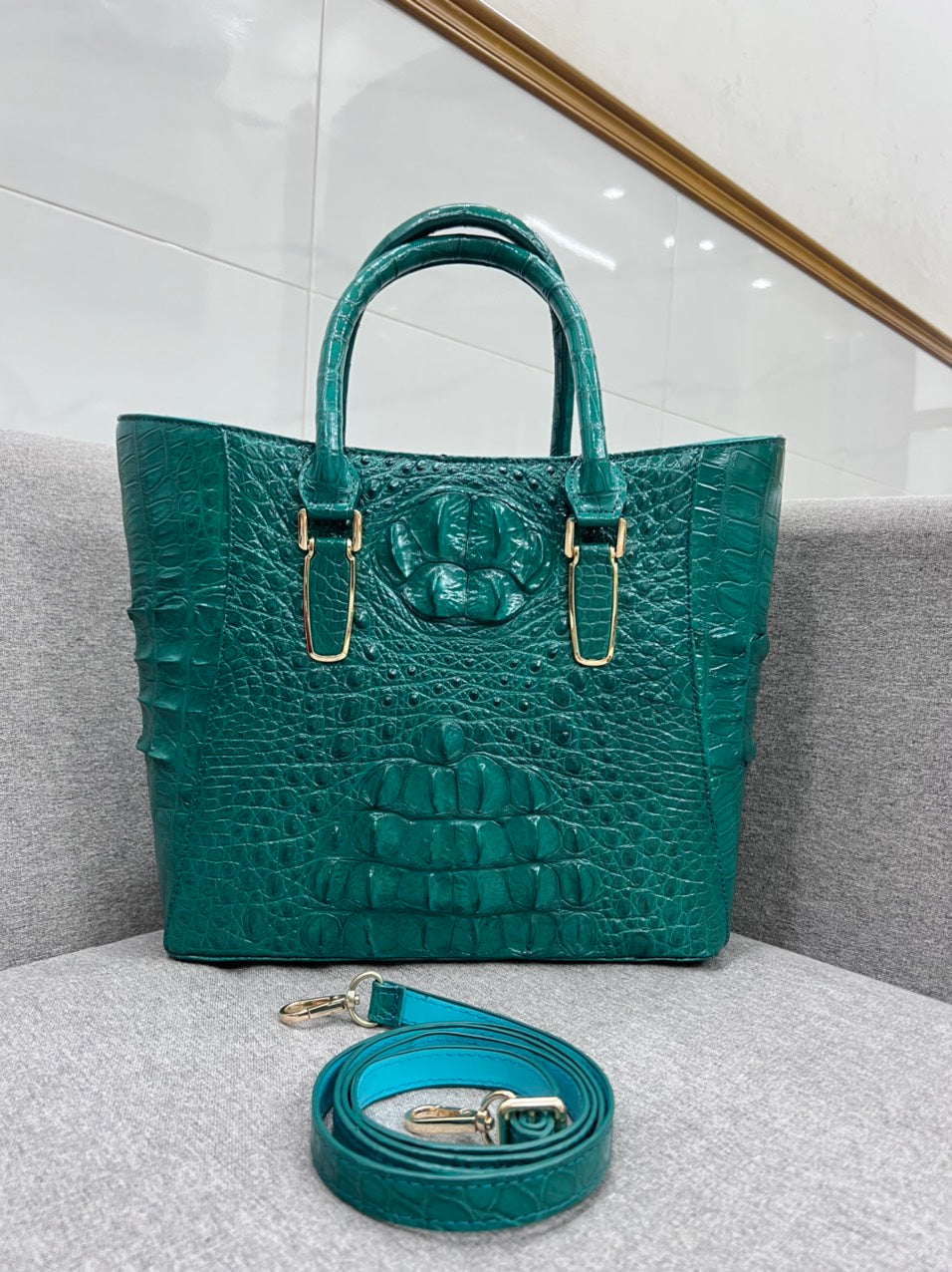 genuine alligator leather tote bag