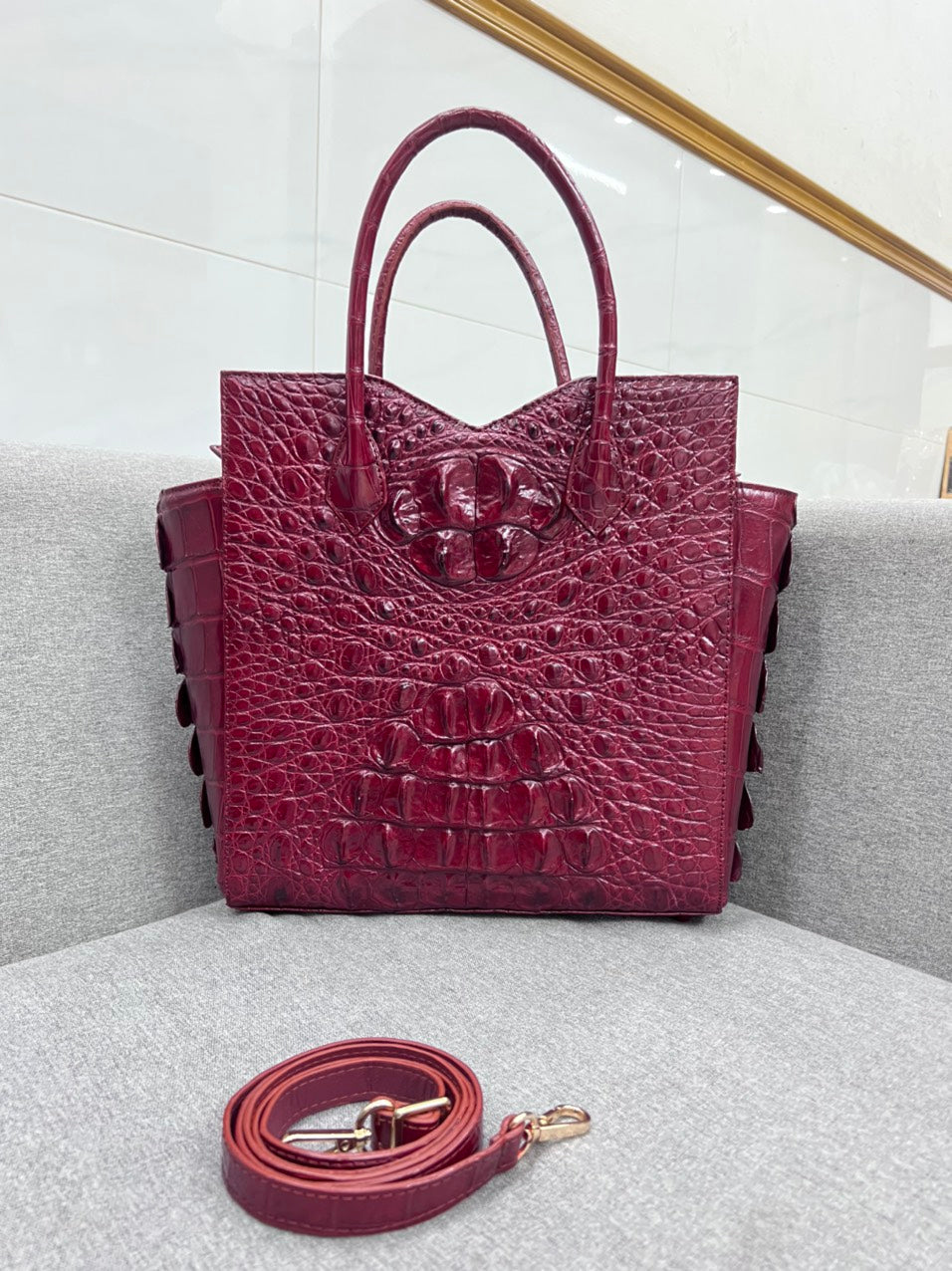 genuine alligator leather tote bag
