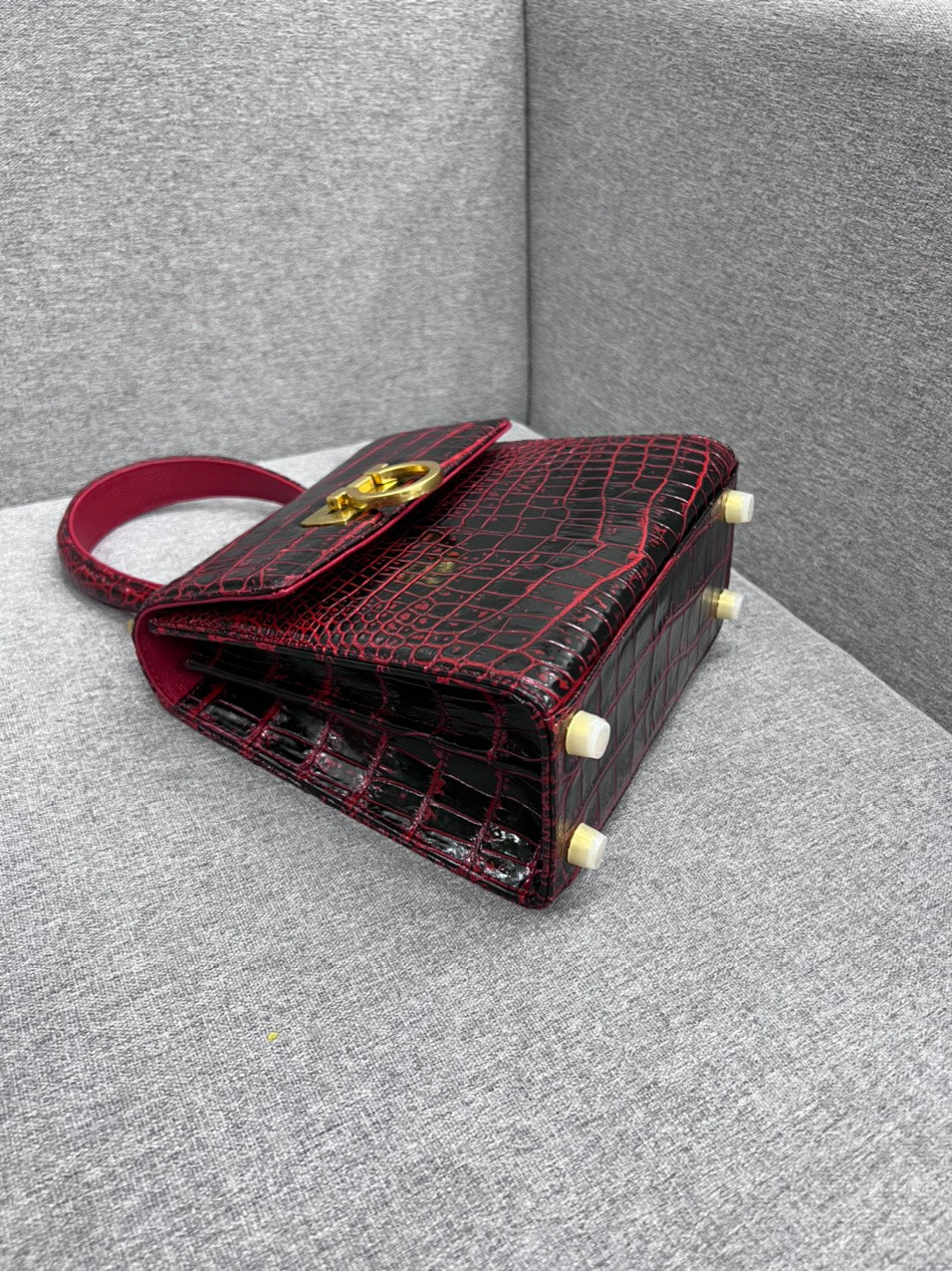 Genuine wax patina crocodile leather salvatore bag