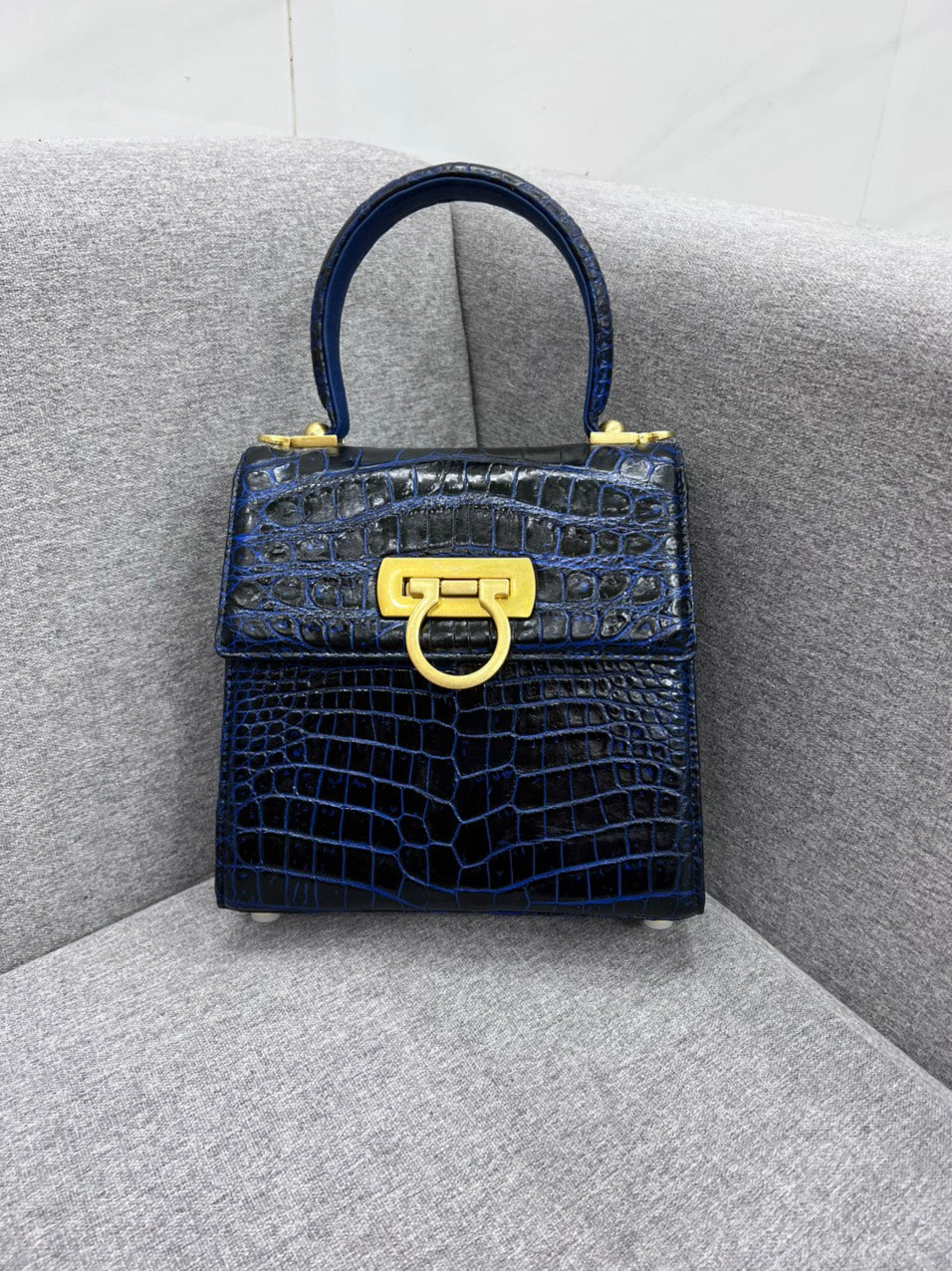 Genuine wax patina crocodile leather salvatore bag