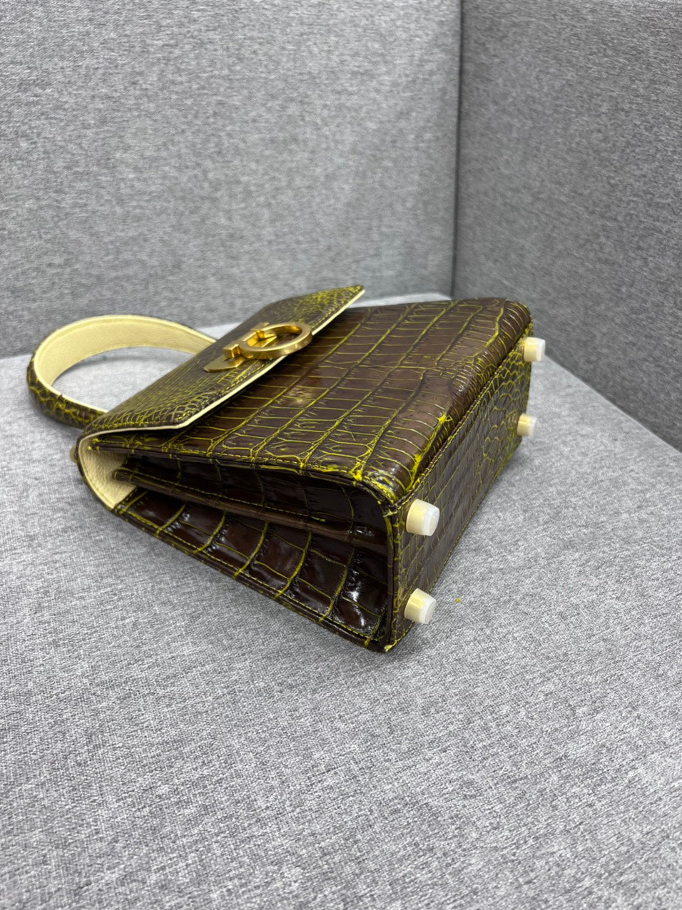 Genuine wax patina crocodile leather salvatore bag