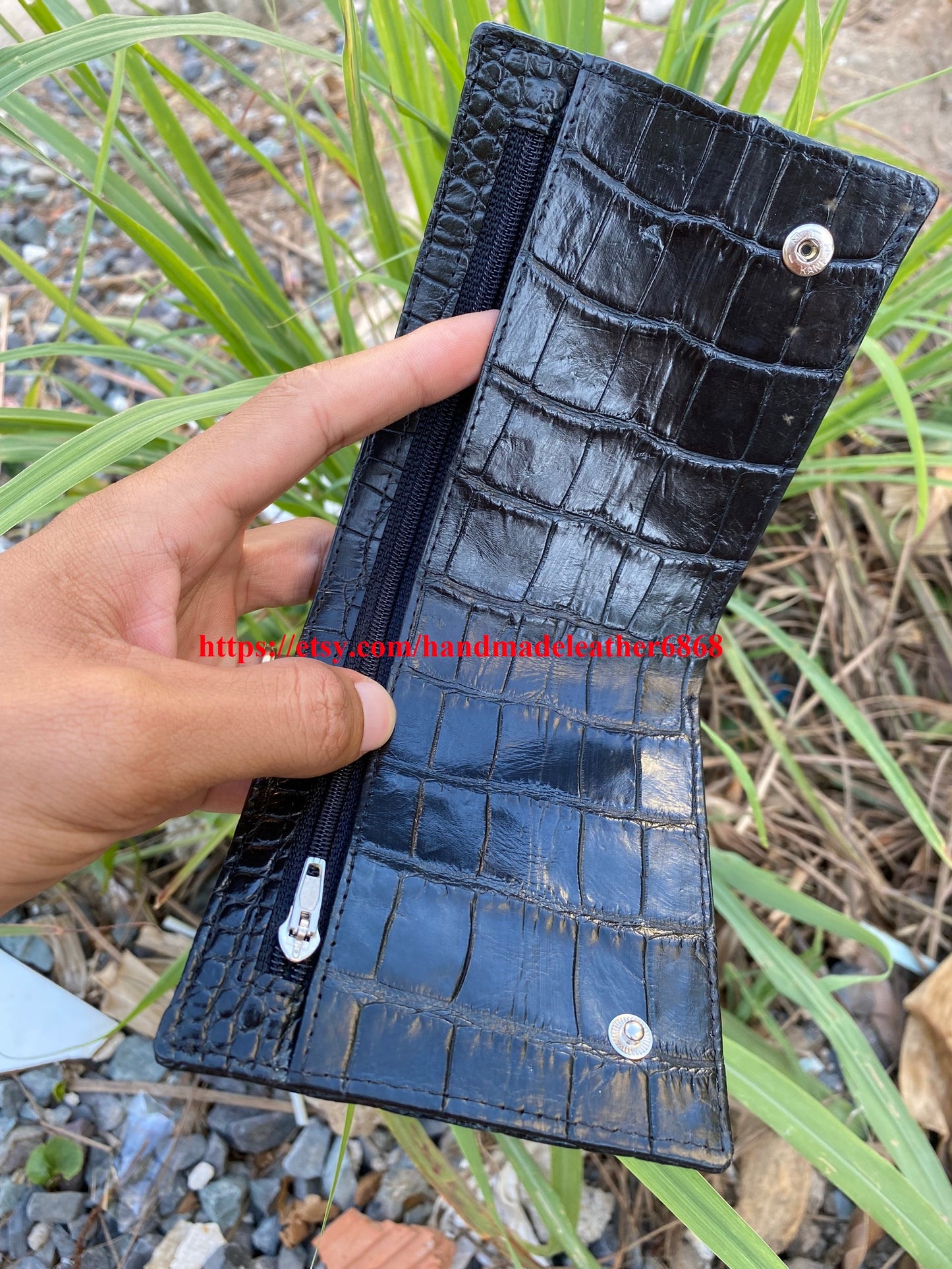 New design Black Genuine alligator belly bi fold wallet for men