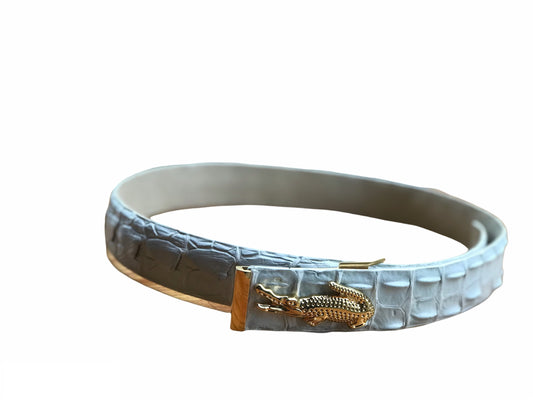White Alligator leather belt for men